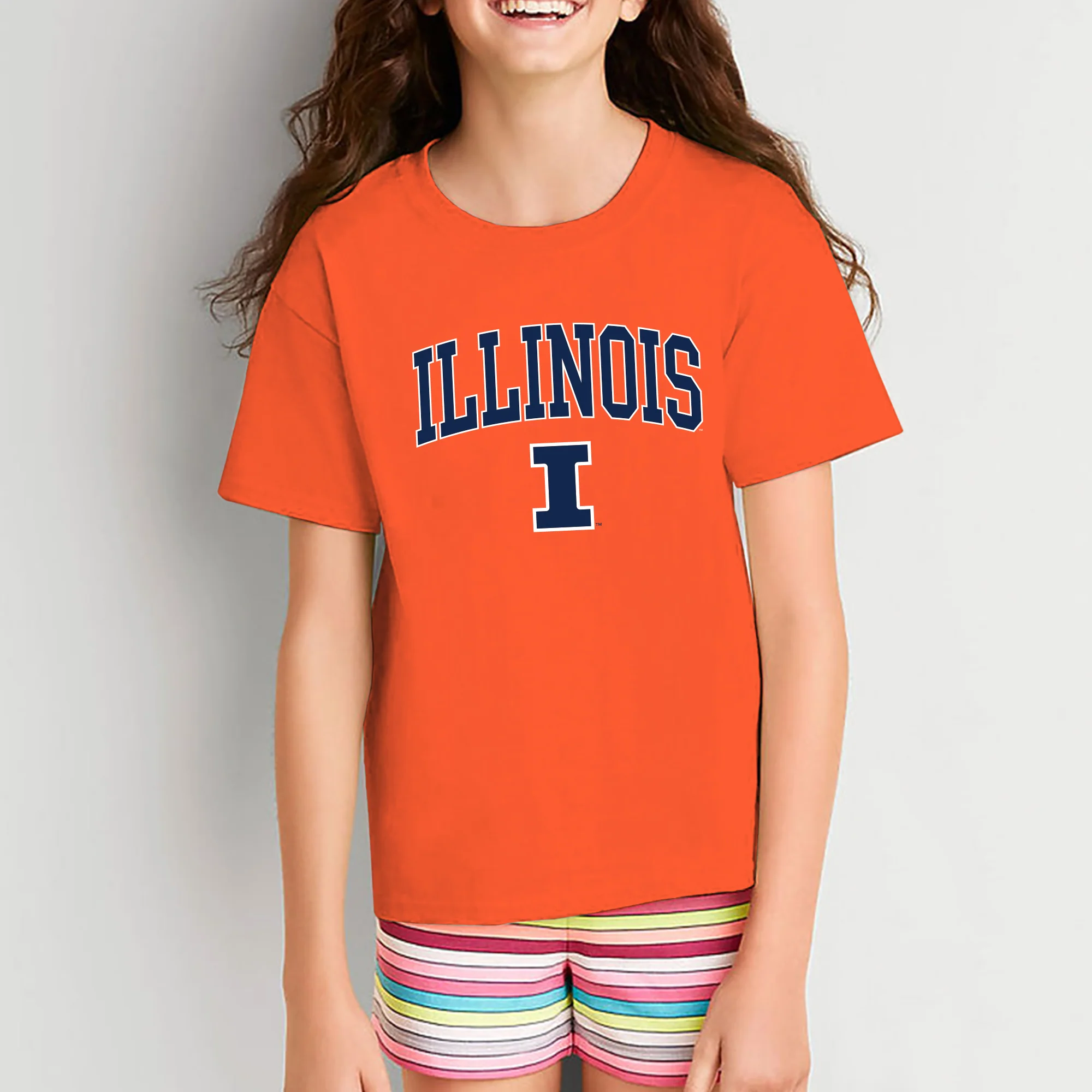 University of Illinois Fighting Illini Arch Logo Cotton Youth T-Shirt - Orange - Image 4