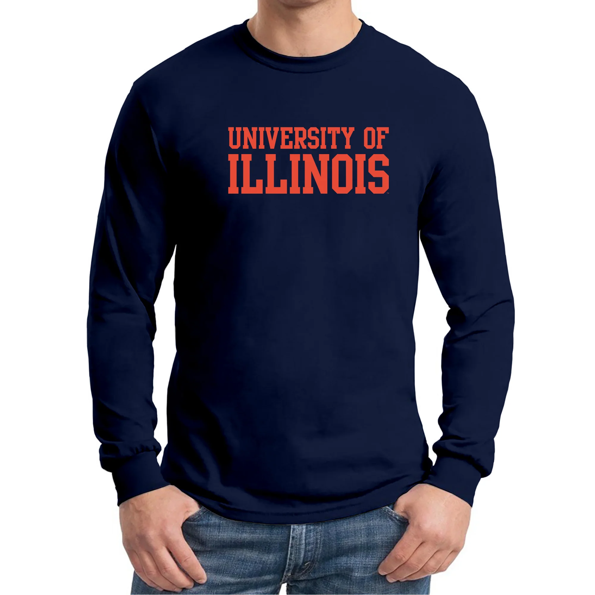 University of Illinois Fighting Illini Basic Block Cotton Long Sleeve T-Shirt - Navy - Image 4