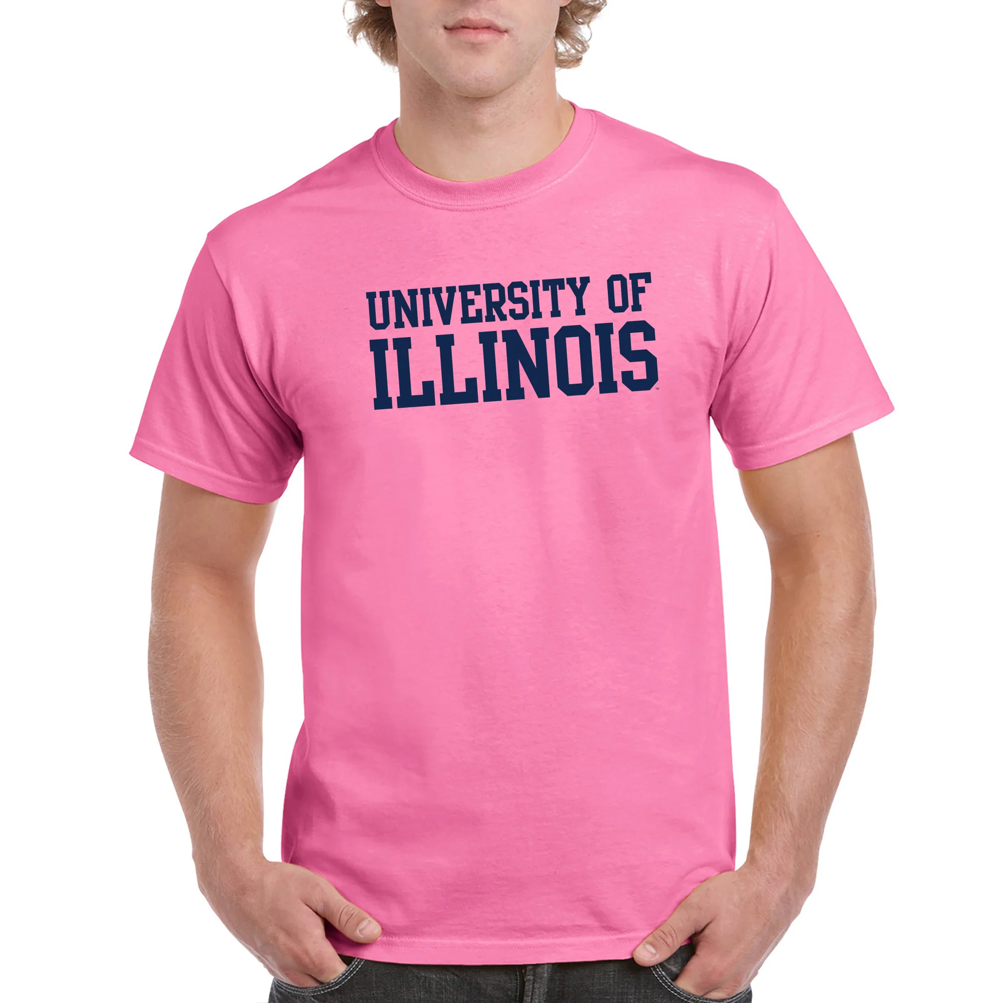 University of Illinois Fighting Illini Basic Block Cotton T-Shirt - Azalea - Image 3
