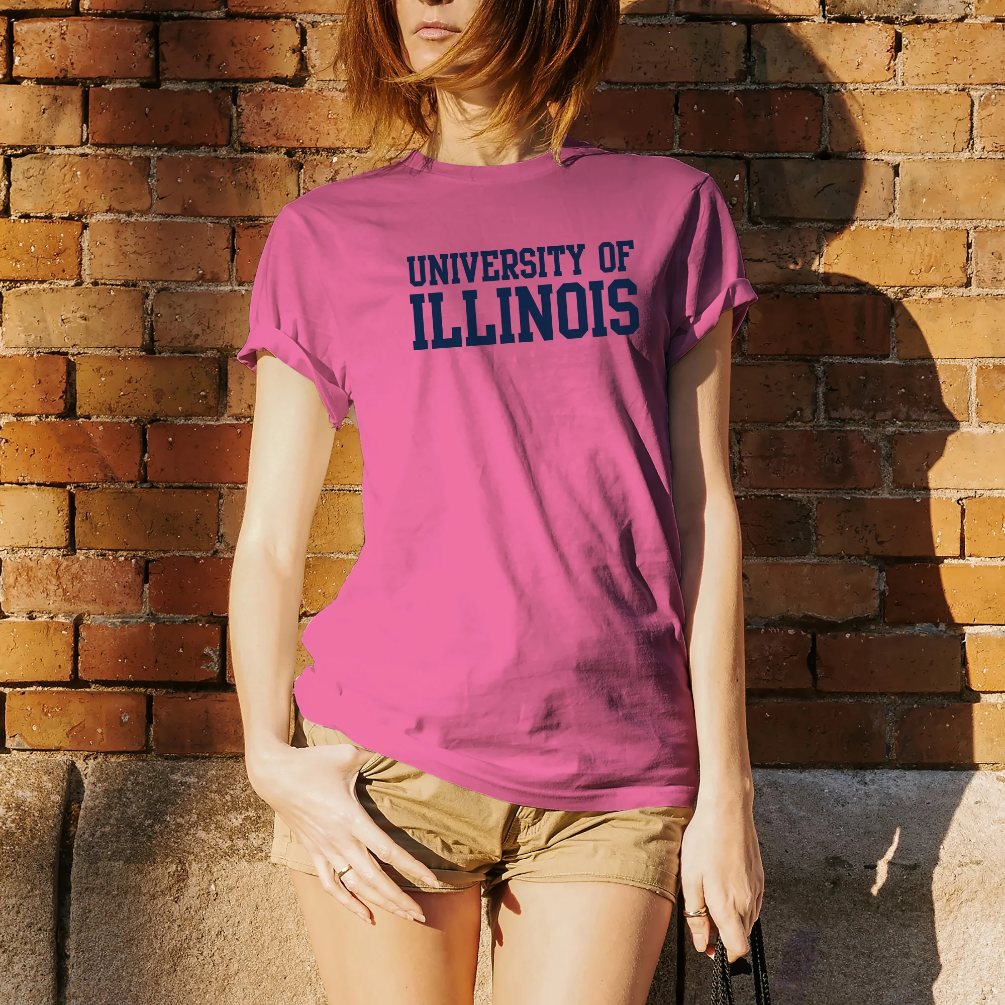 University of Illinois Fighting Illini Basic Block Cotton T-Shirt - Azalea - Image 4