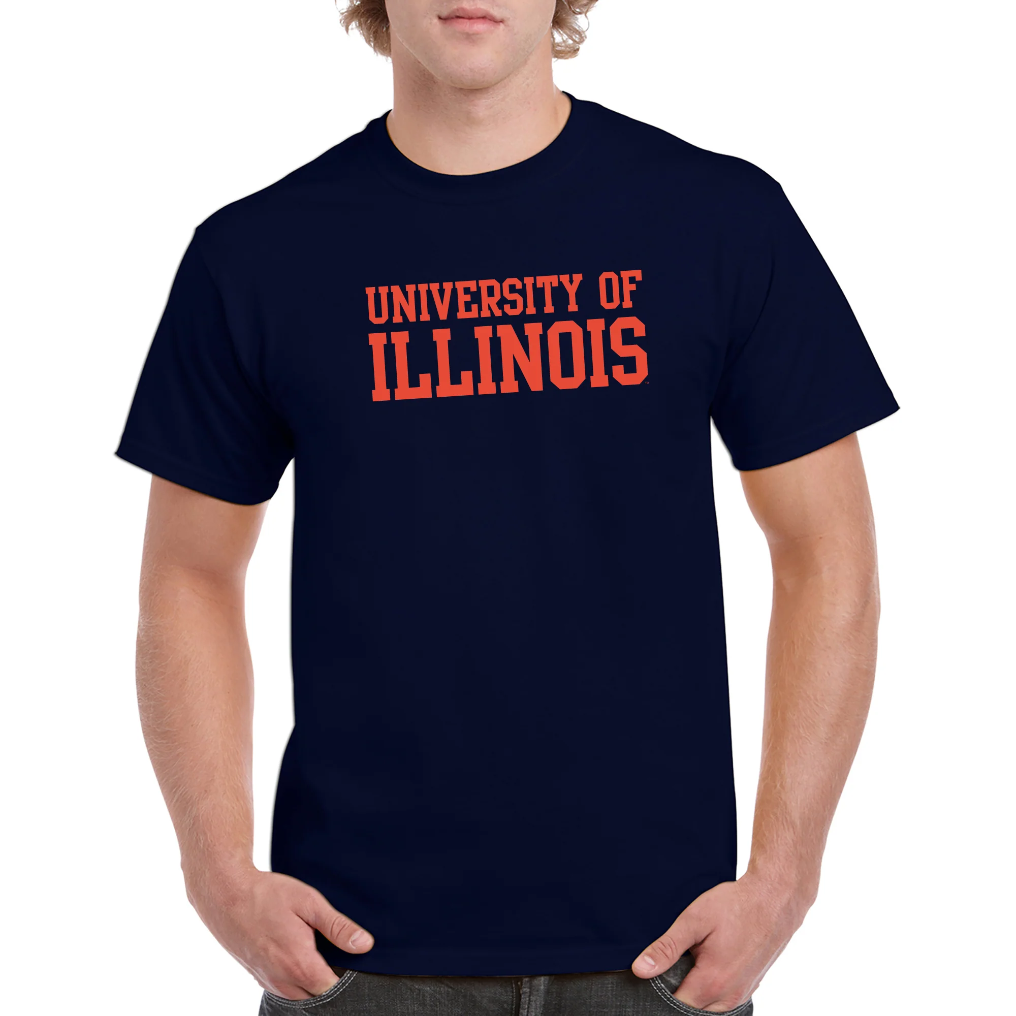 University of Illinois Fighting Illini Basic Block Cotton T-Shirt - Navy - Image 3