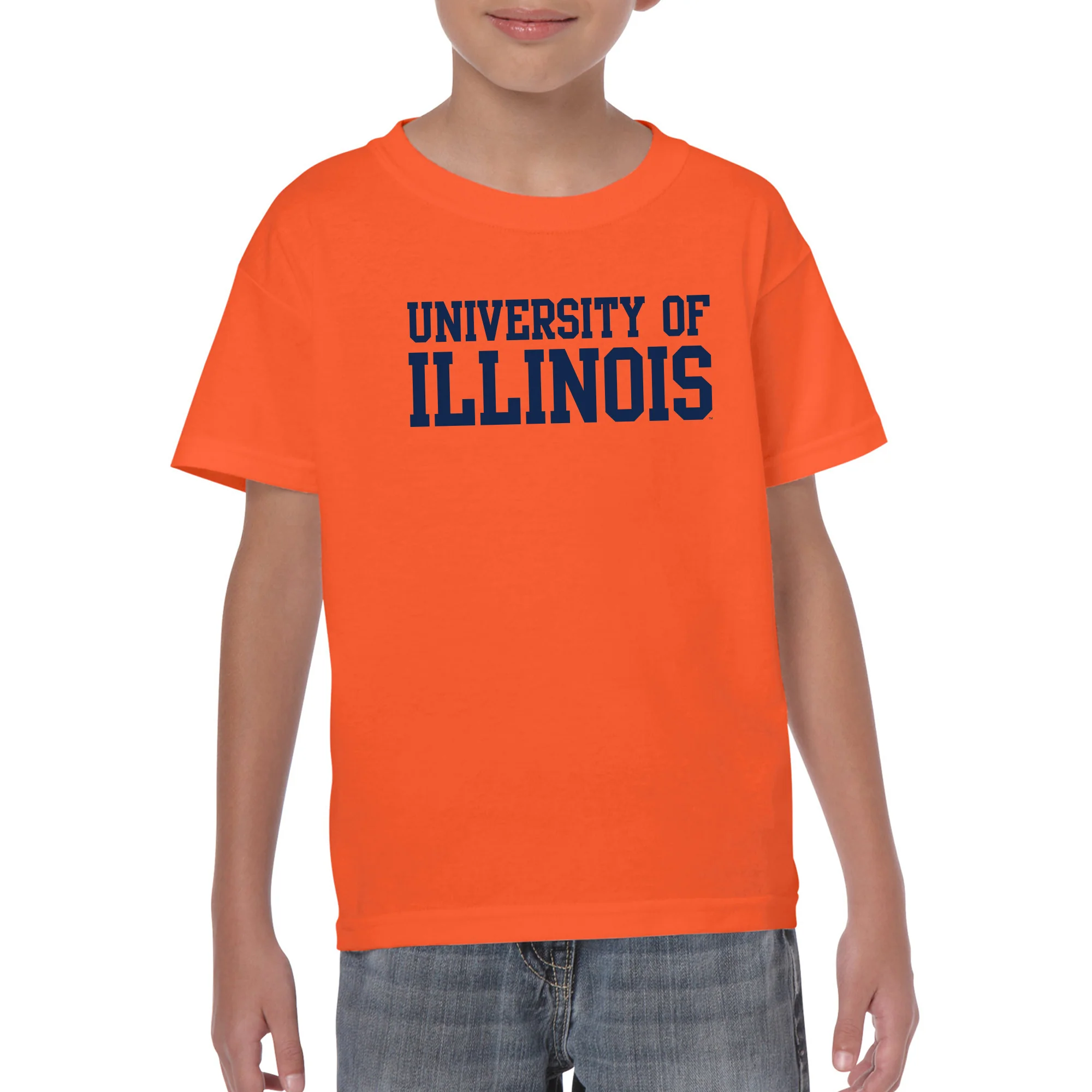 University of Illinois Fighting Illini Basic Block Cotton Youth T-Shirt - Orange - Image 3