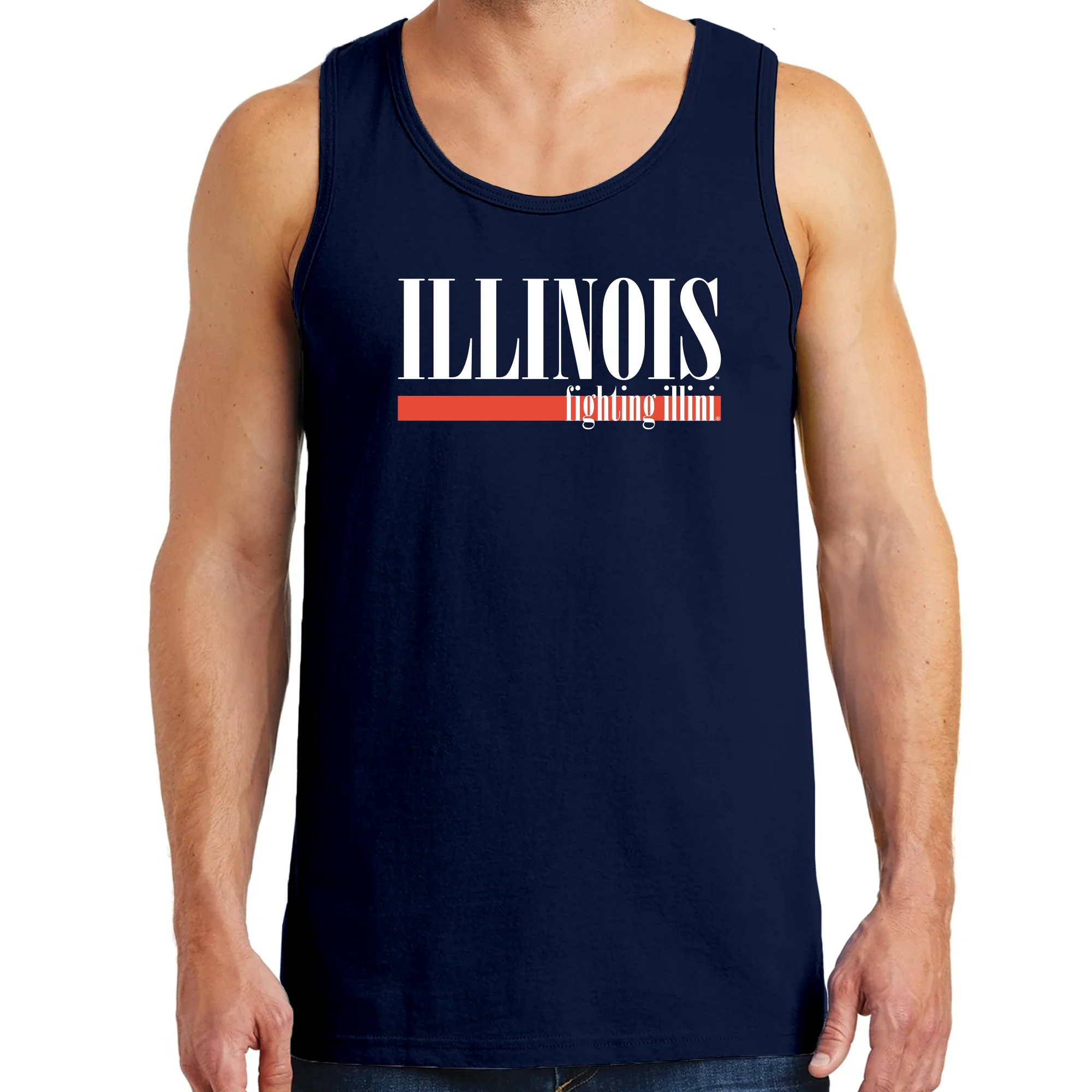 University of Illinois Fighting Illini Boldline Basic Cotton Tank Top - Navy - Image 3