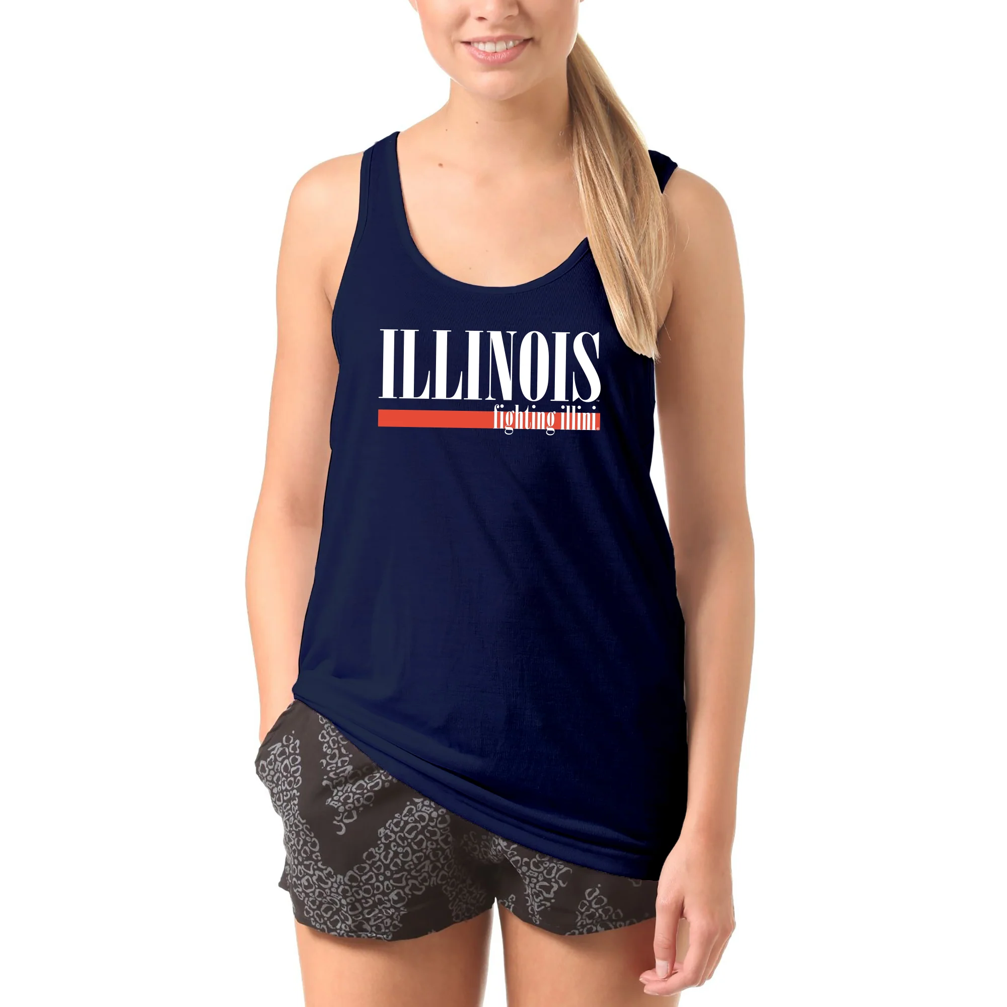 University of Illinois Fighting Illini Boldline Basic Cotton Tank Top - Navy - Image 4