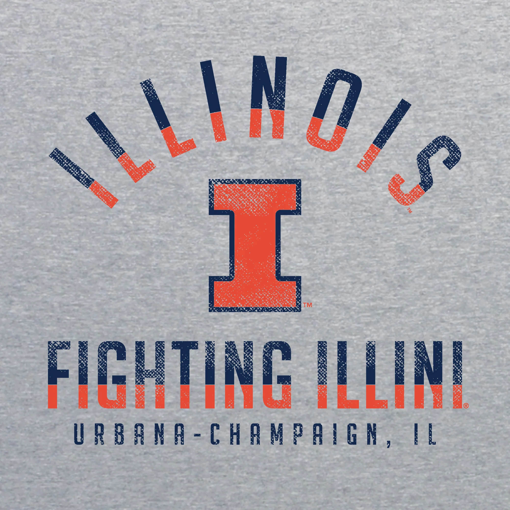 University of Illinois Fighting Illini Division Arch Canvas T-Shirt - Athletic Grey - Image 2