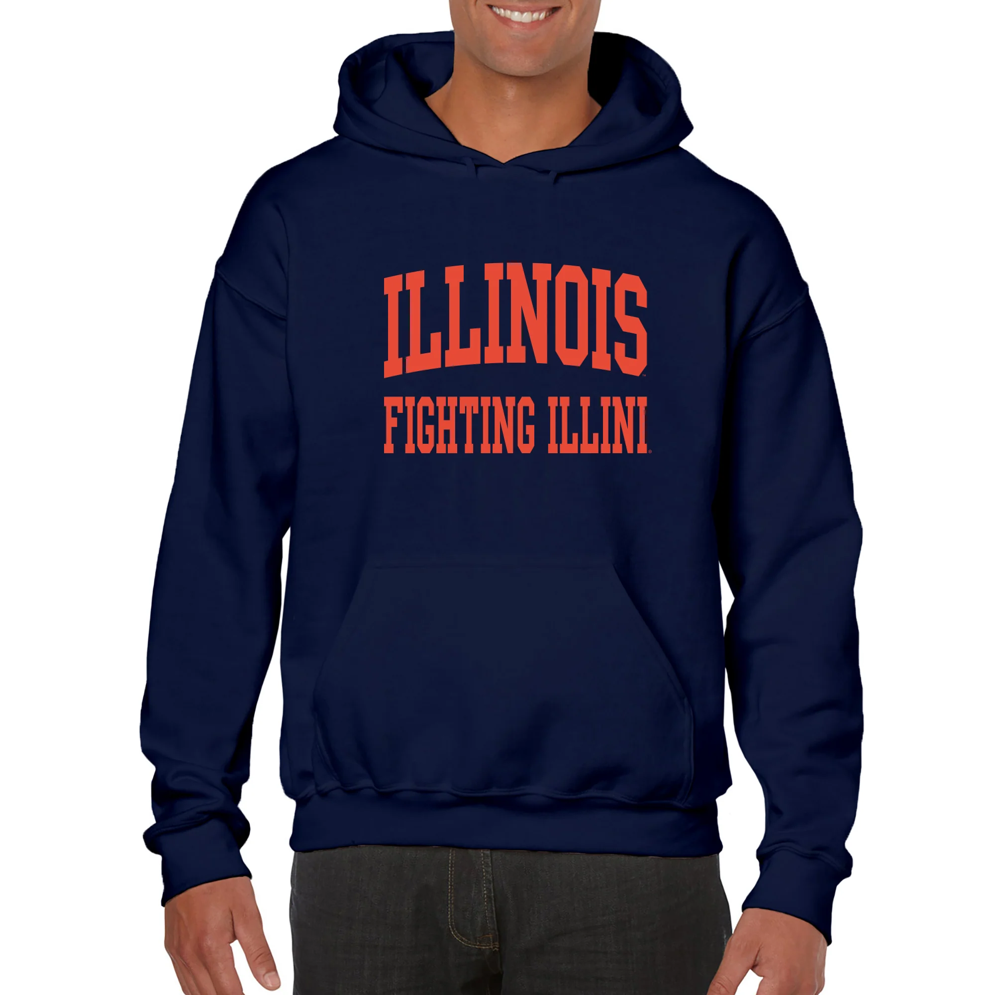 University of Illinois Fighting Illini Front and Back Print Cotton Hoodie - Navy - Image 3