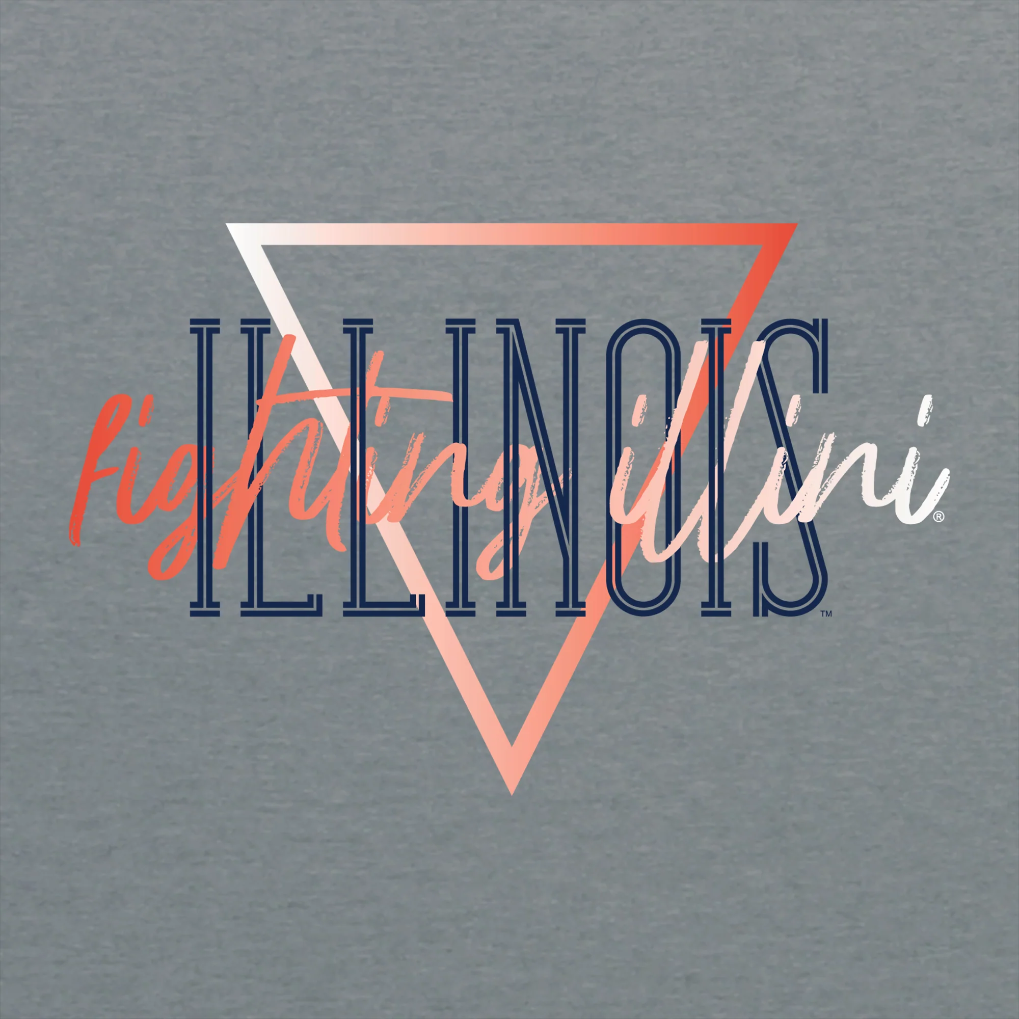 University of Illinois Fighting Illini Gradient Triangle Cotton T-Shirt - Graphite Heather - Image 2