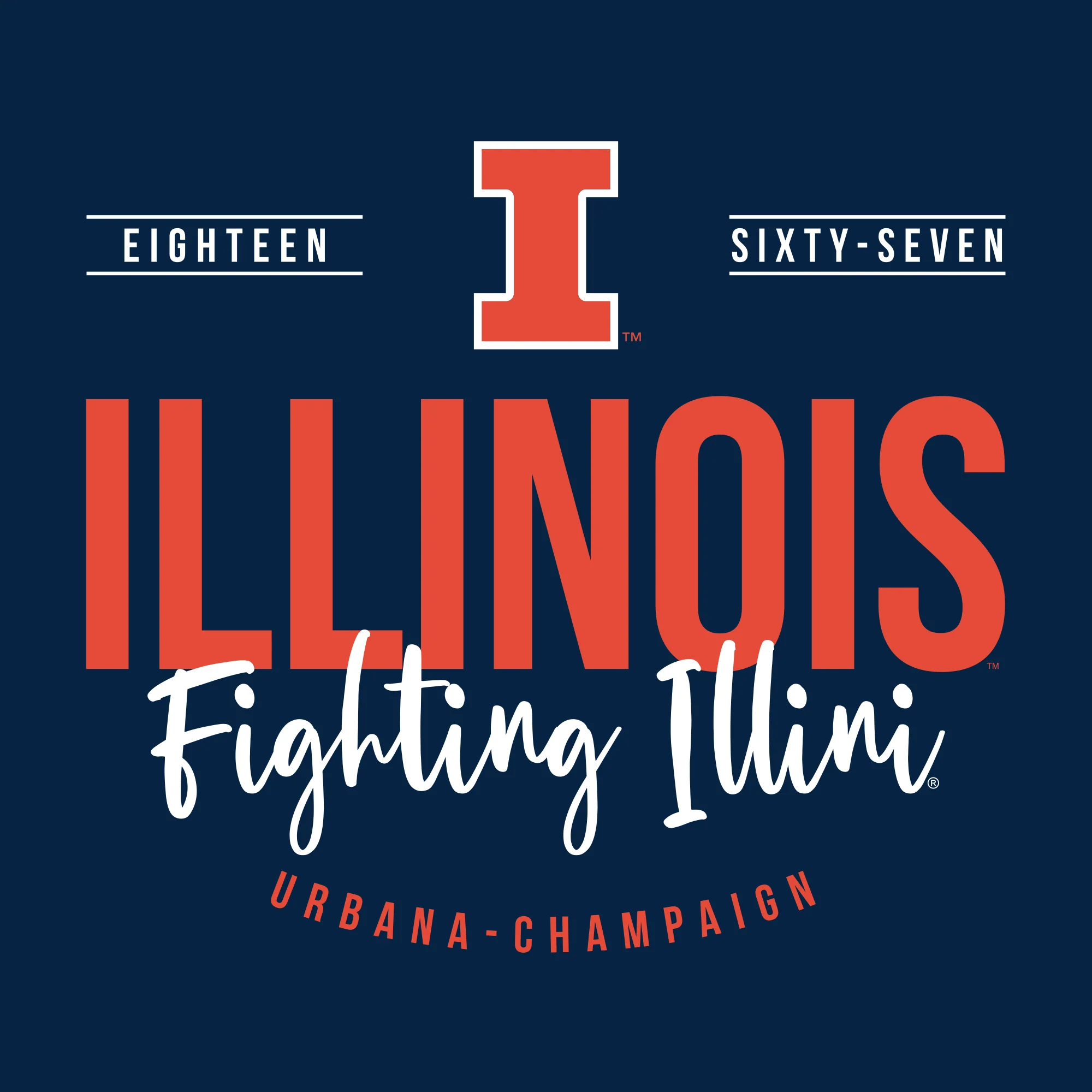University of Illinois Fighting Illini Harbor Script Canvas Short Sleeve Triblend T-Shirt - Solid Navy - Image 2
