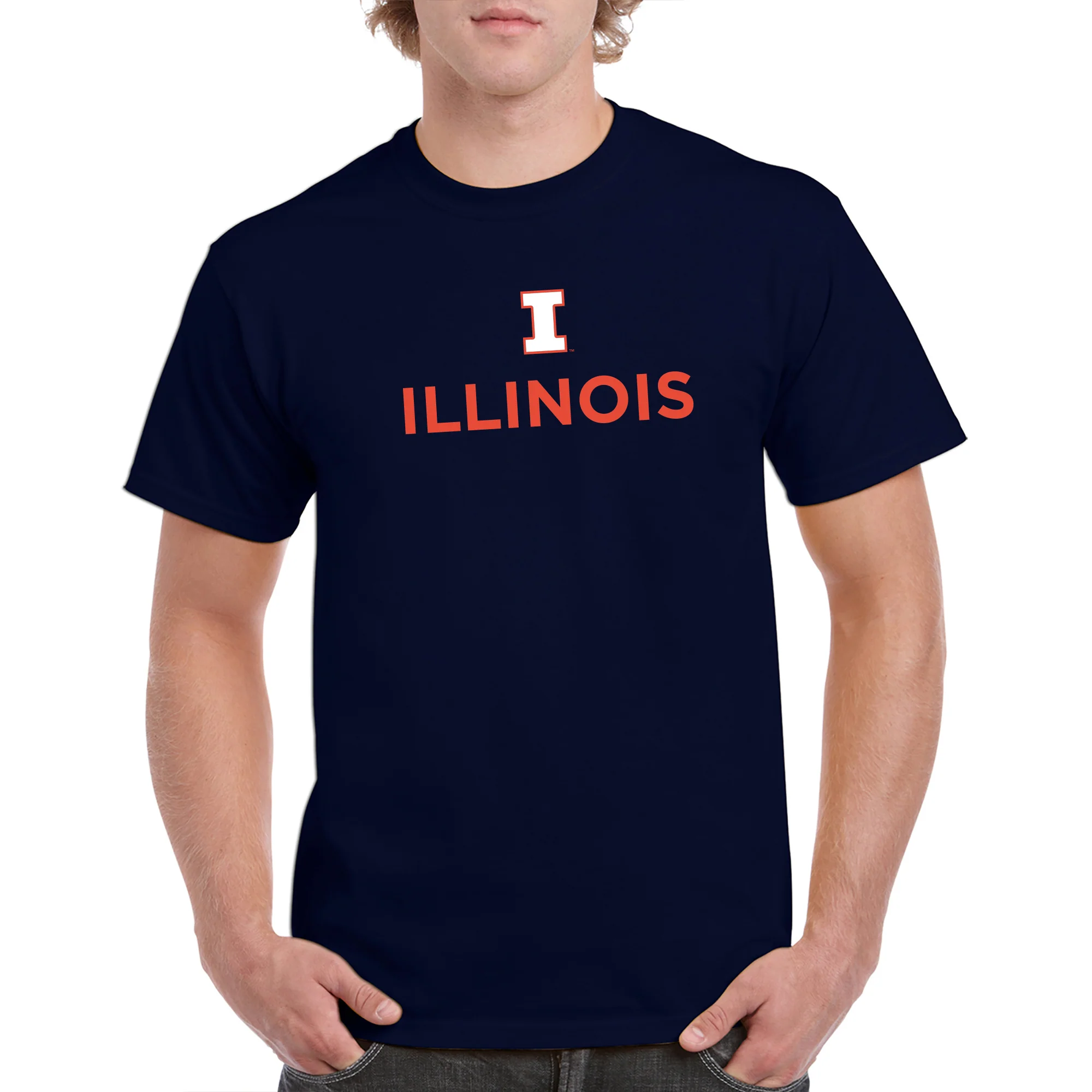 University of Illinois Fighting Illini Institutional Logo Cotton T-Shirt - Navy - Image 3
