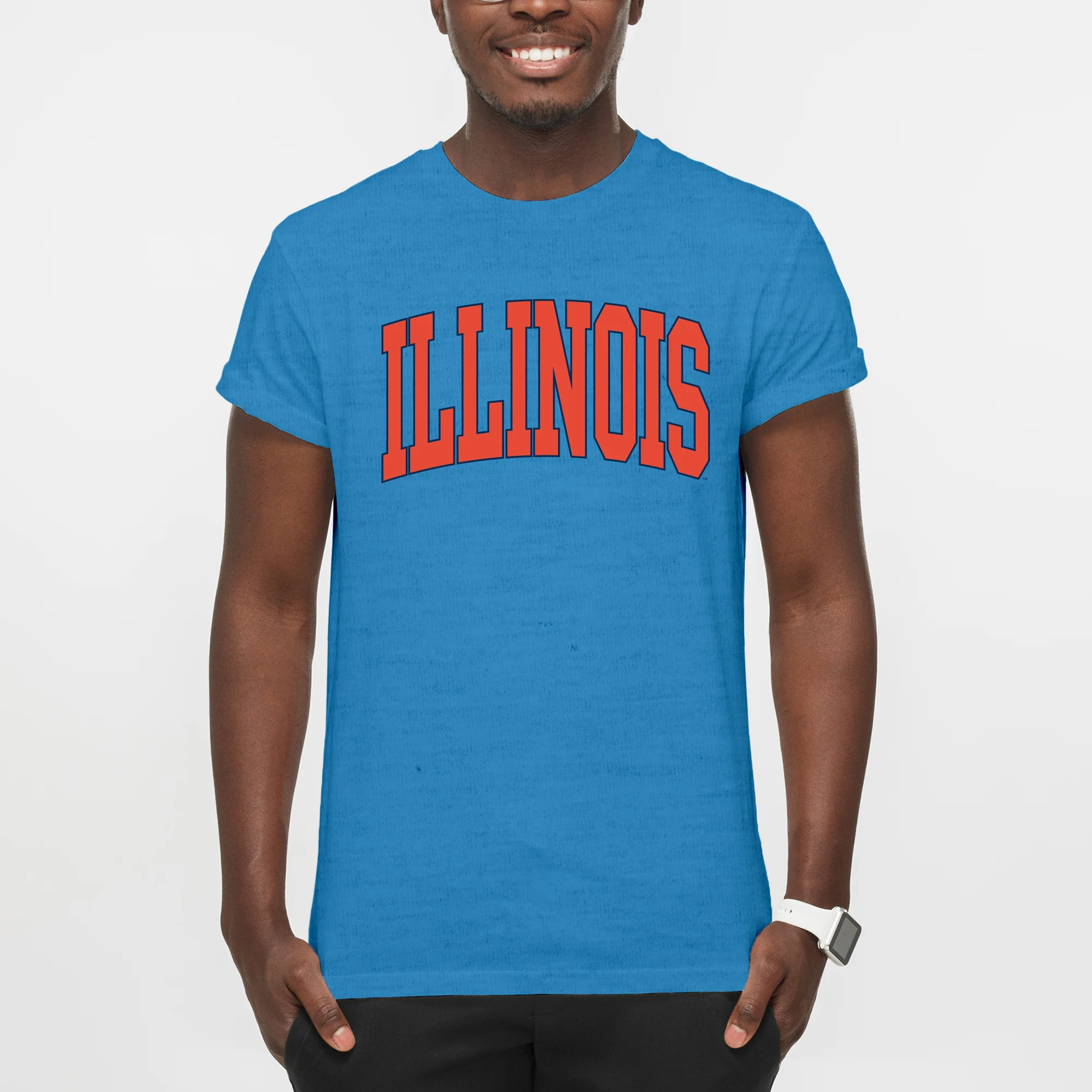 University of Illinois Fighting Illini Mega Arch T-Shirt - Heather Sapphire - Image 3