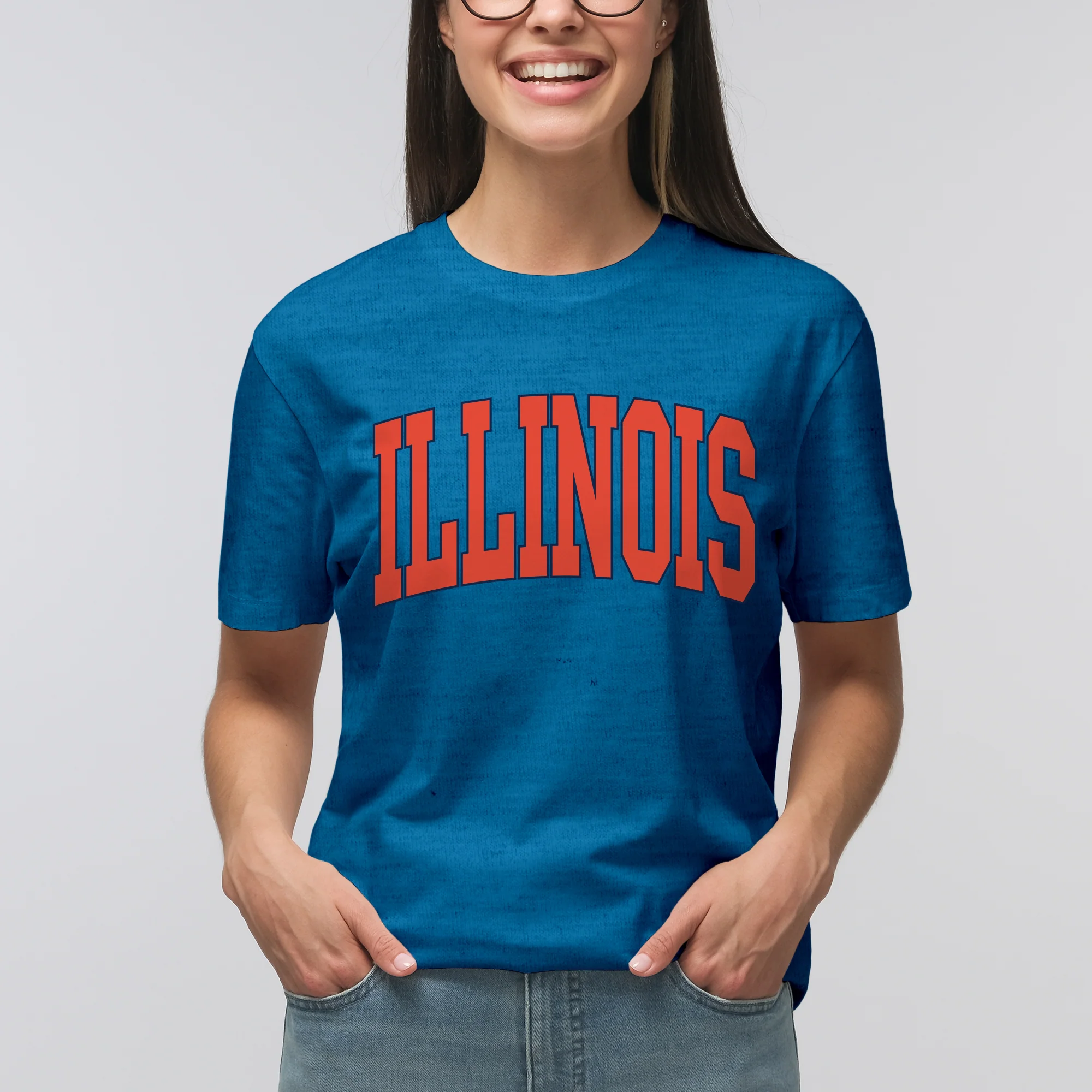 University of Illinois Fighting Illini Mega Arch T-Shirt - Heather Sapphire - Image 4