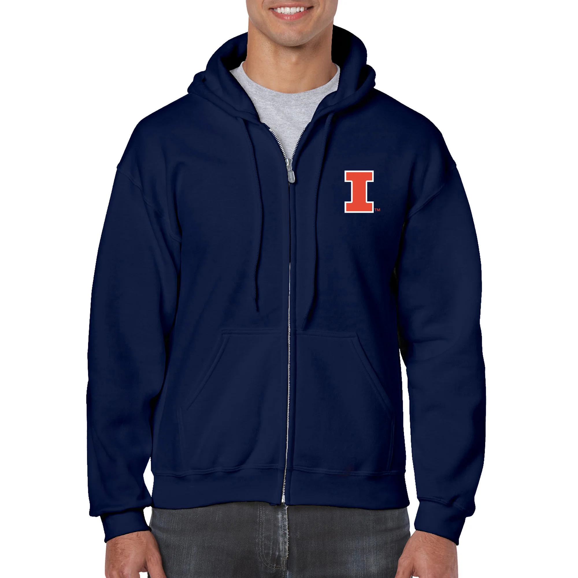University of Illinois Fighting Illini Primary Logo Full Zip Hoodie - Navy - Image 4