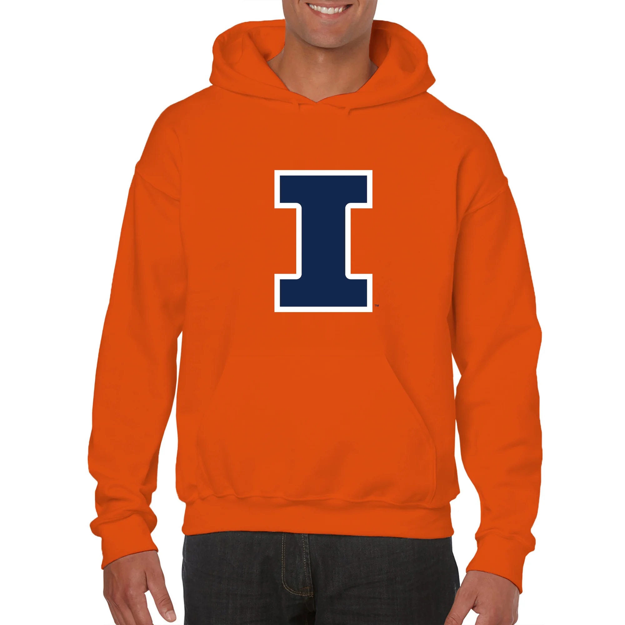 University of Illinois Fighting Illini Primary Logo Cotton Hoodie - Orange - Image 3