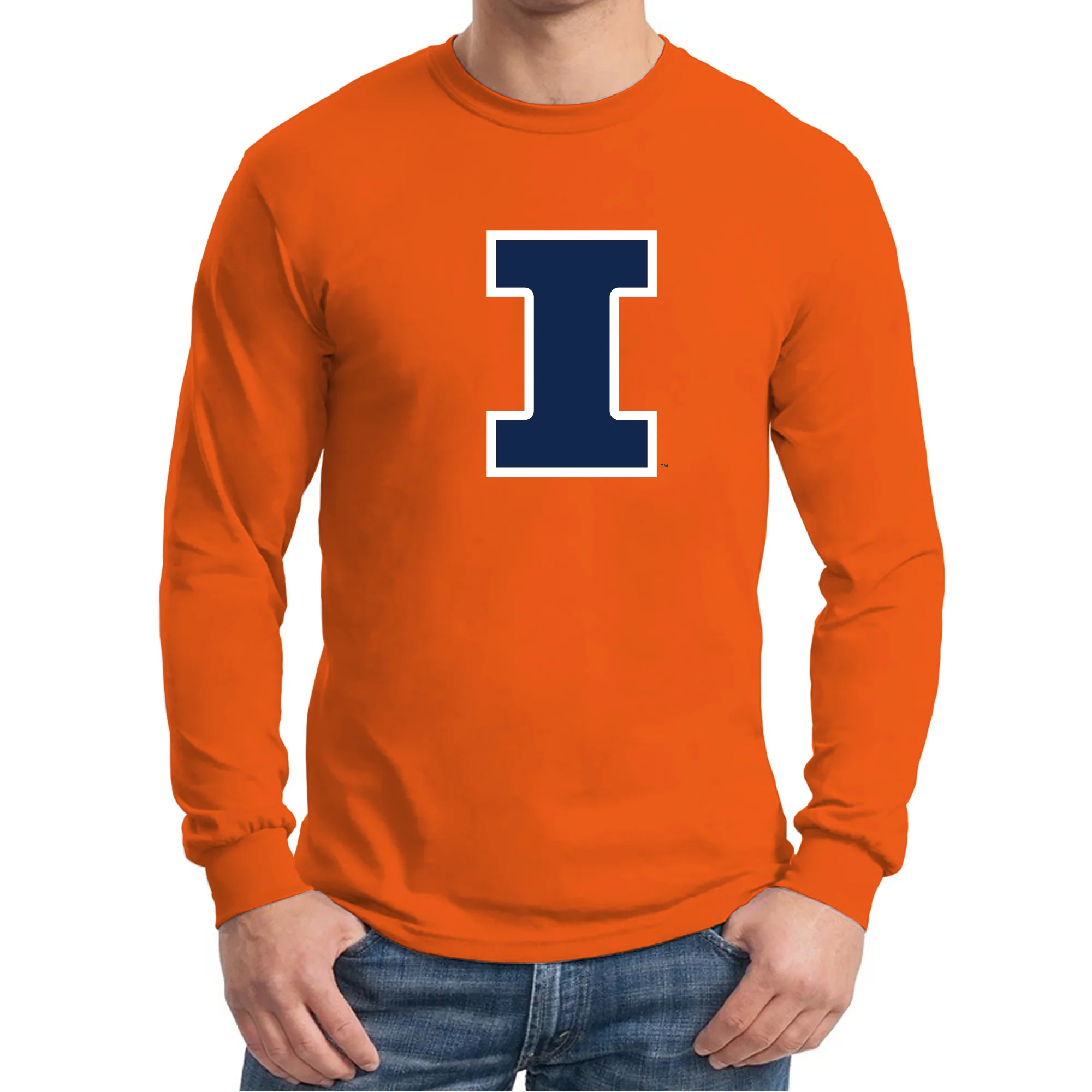 University of Illinois Fighting Illini Primary Logo Cotton Long Sleeve T-Shirt - Orange - Image 4