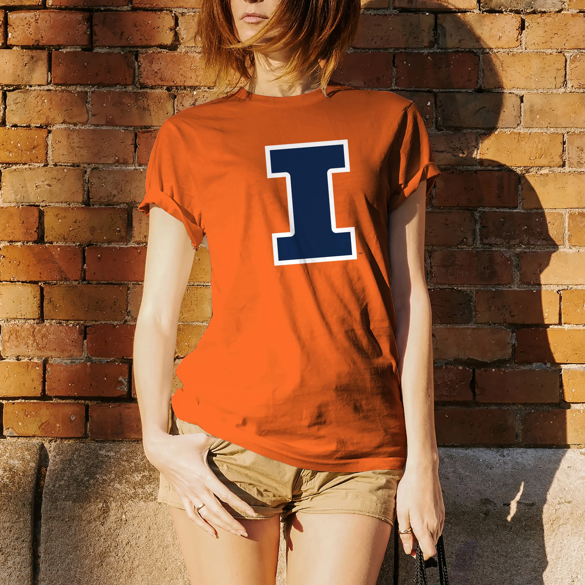 University of Illinois Fighting Illini Primary Logo Cotton T-Shirt - Orange - Image 4