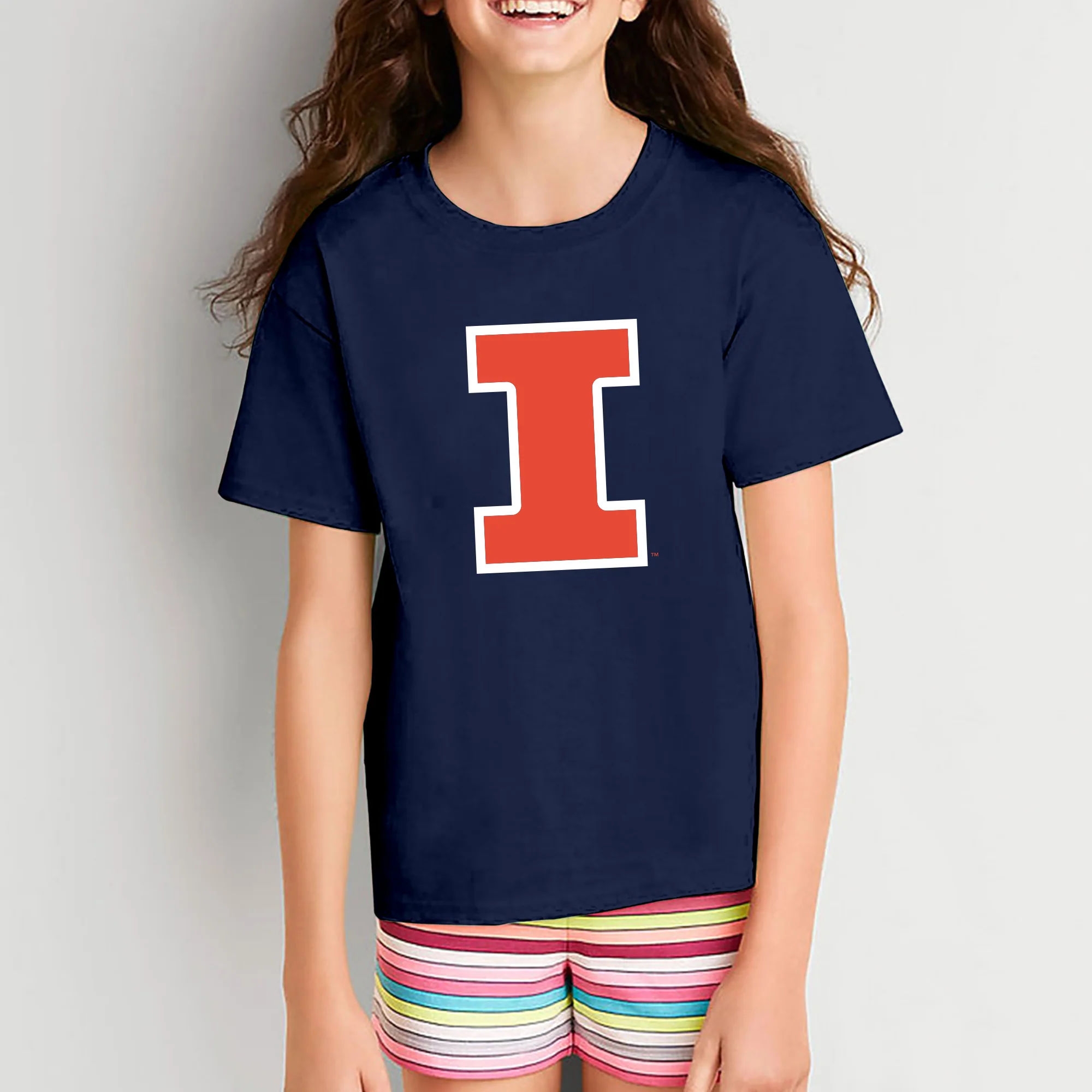 University of Illinois Fighting Illini Primary Logo Cotton Youth T-Shirt - Navy - Image 4