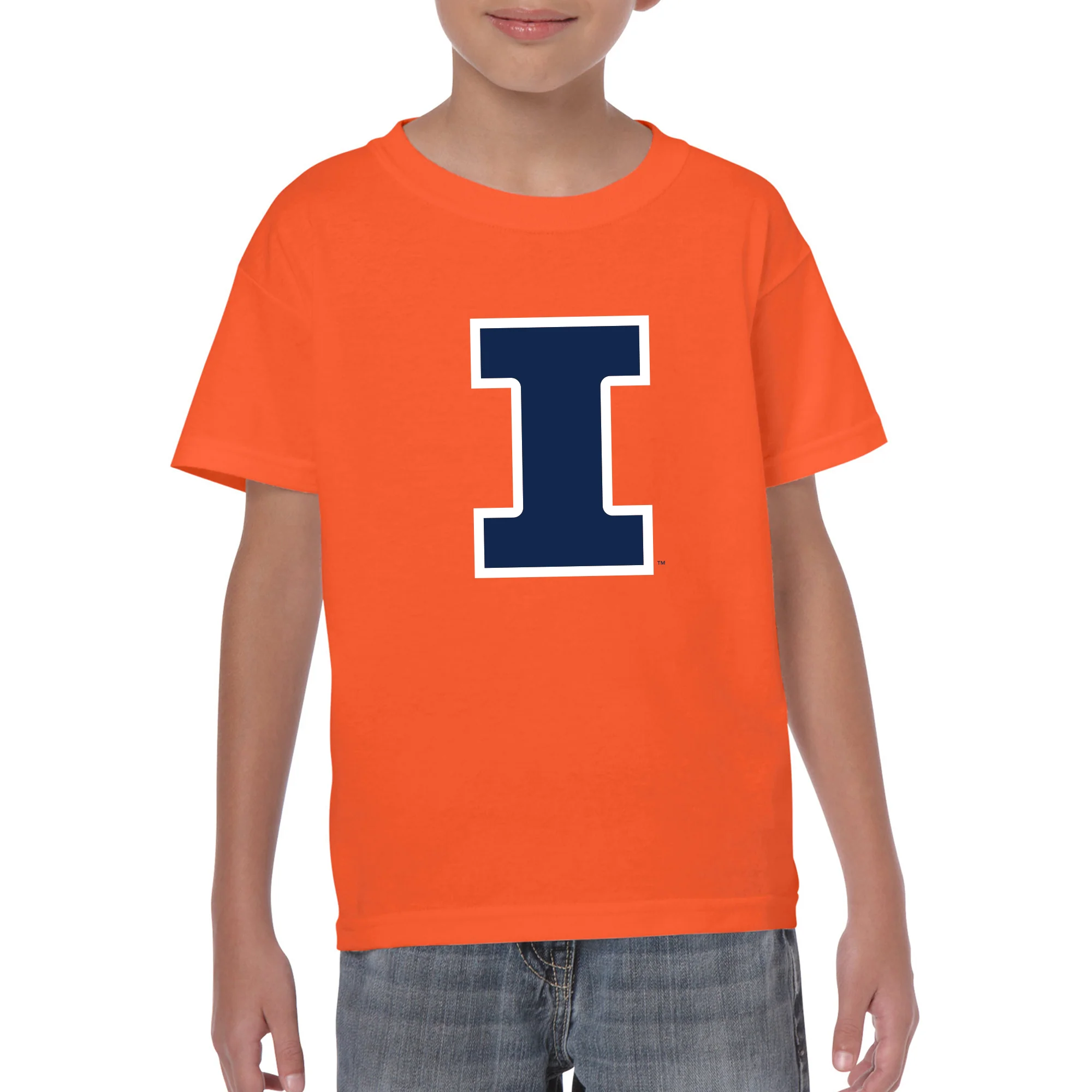 University of Illinois Fighting Illini Primary Logo Cotton Youth T-Shirt - Orange - Image 3