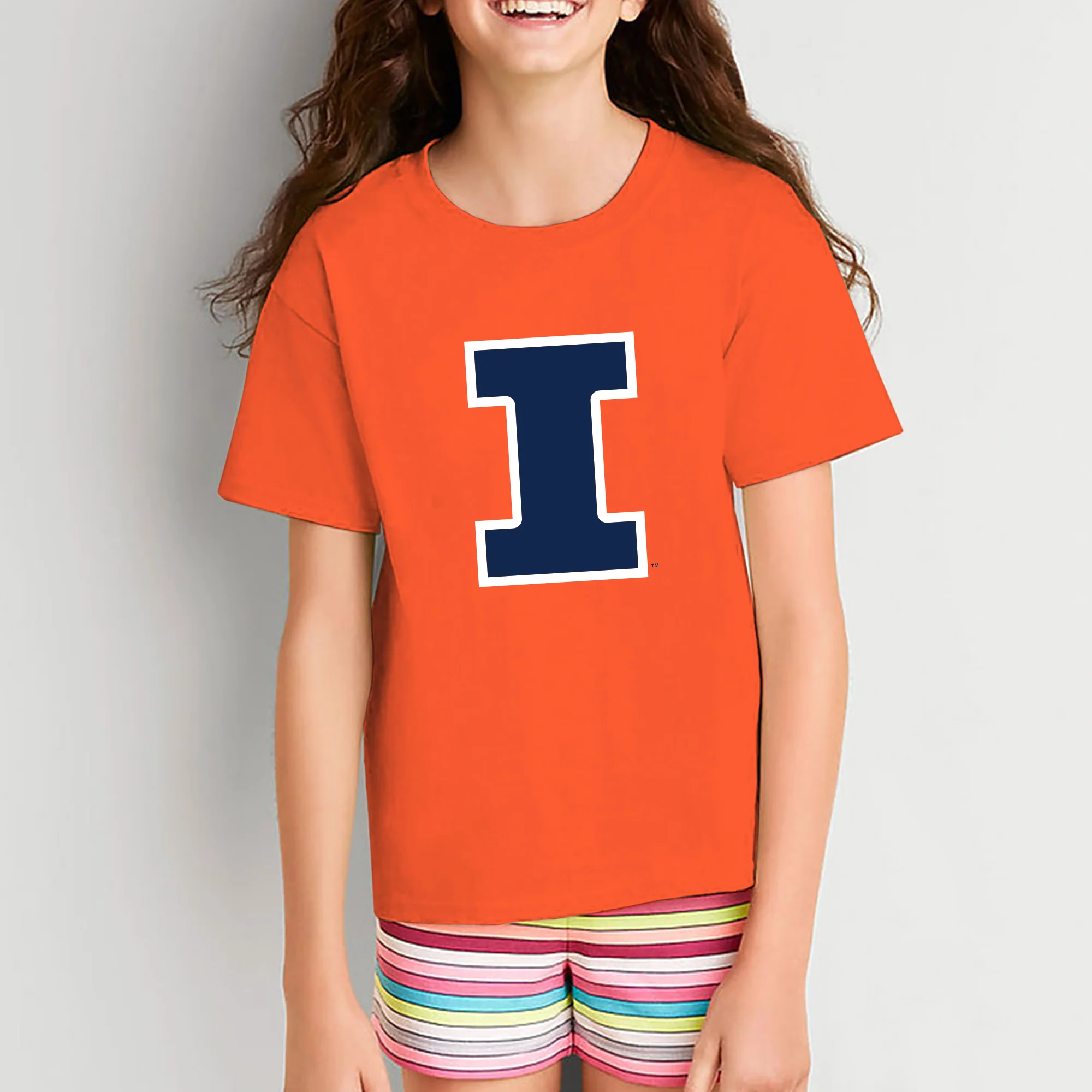 University of Illinois Fighting Illini Primary Logo Cotton Youth T-Shirt - Orange - Image 4
