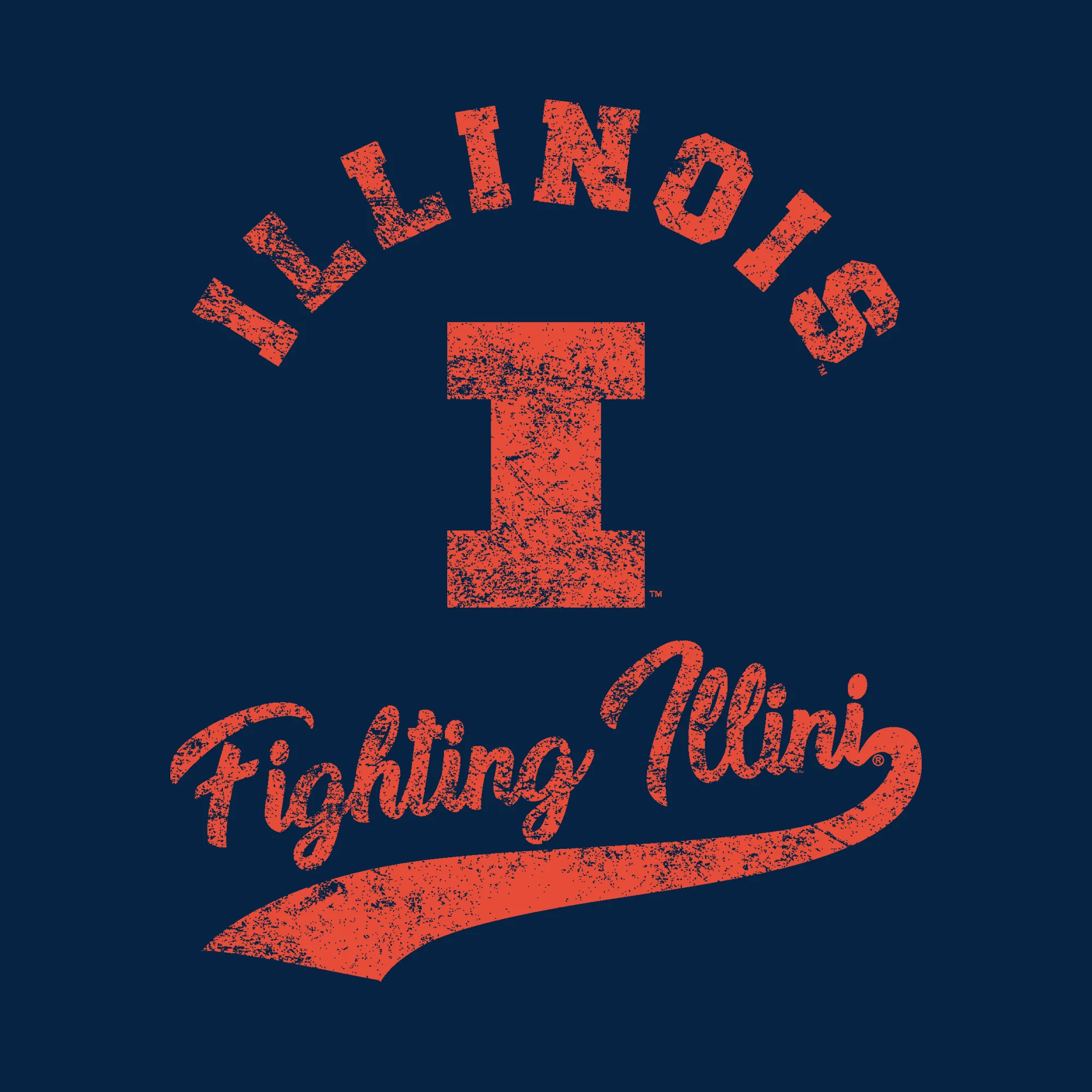 University of Illinois Fighting Illini Retro Script Canvas T-Shirt - Solid Navy - Image 2