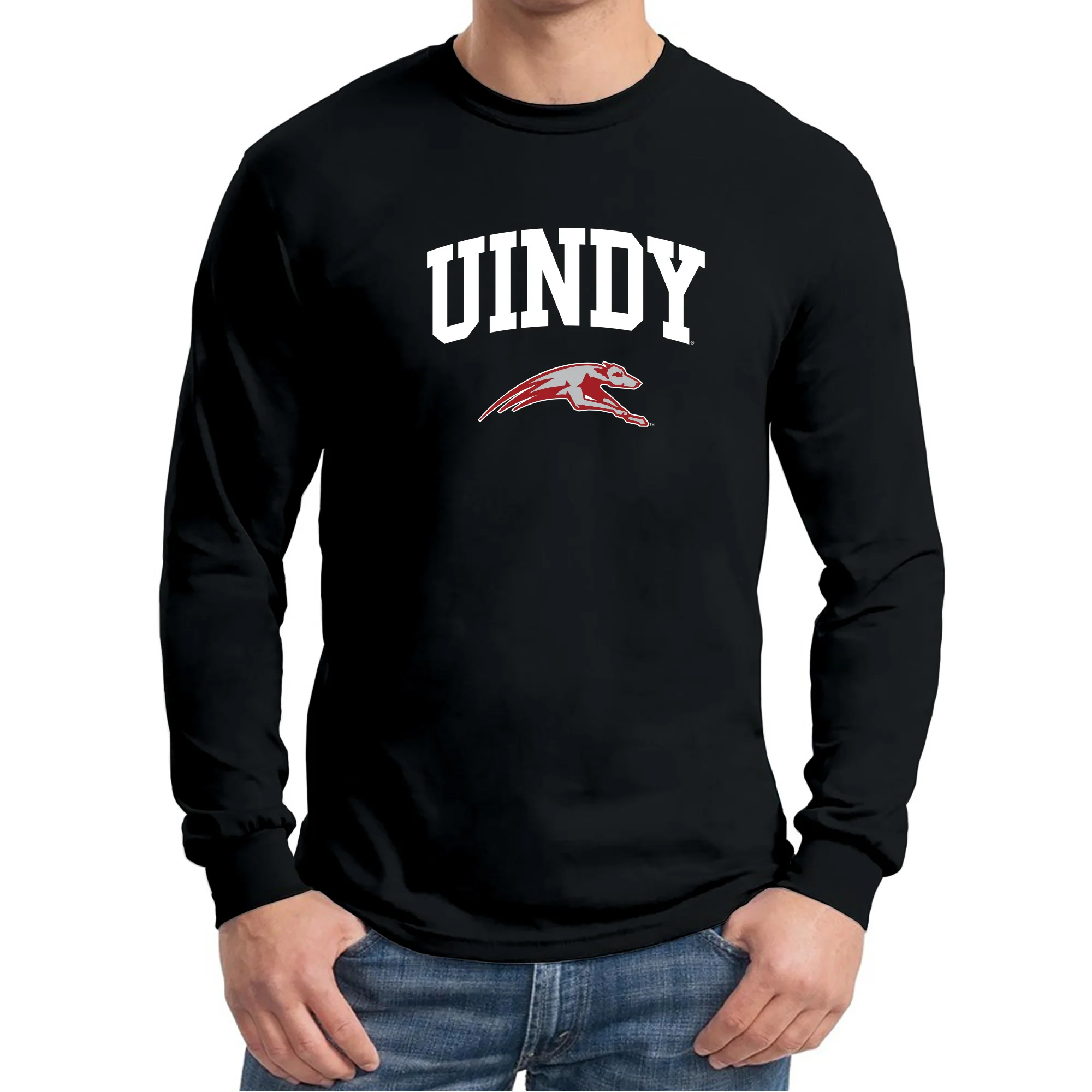 University of Indianapolis Greyhounds Arch Logo Cotton Long Sleeve T-Shirt - Black - Image 3