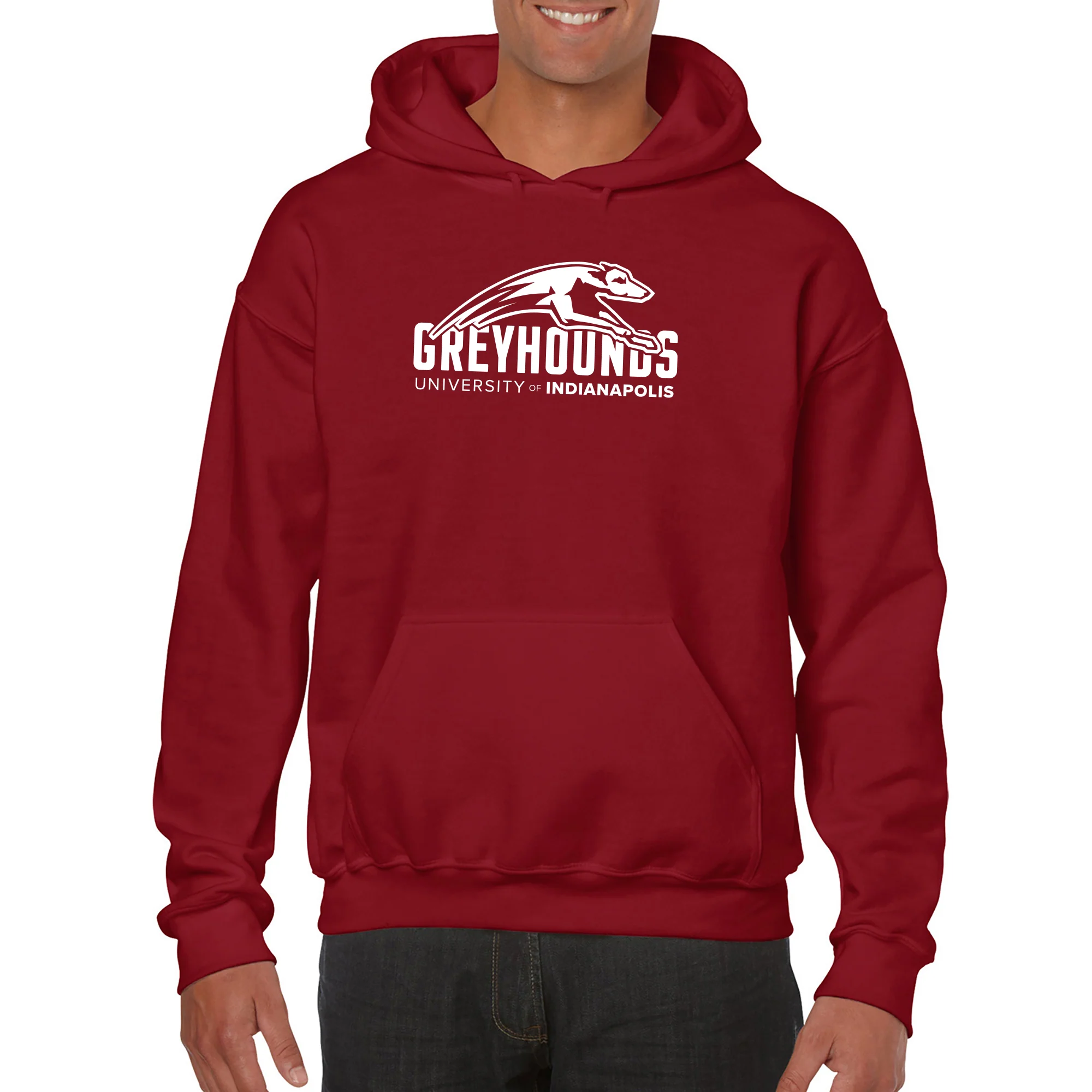 University of Indianapolis Greyhounds Primary Logo Cotton Hoodie - Cardinal - Image 3
