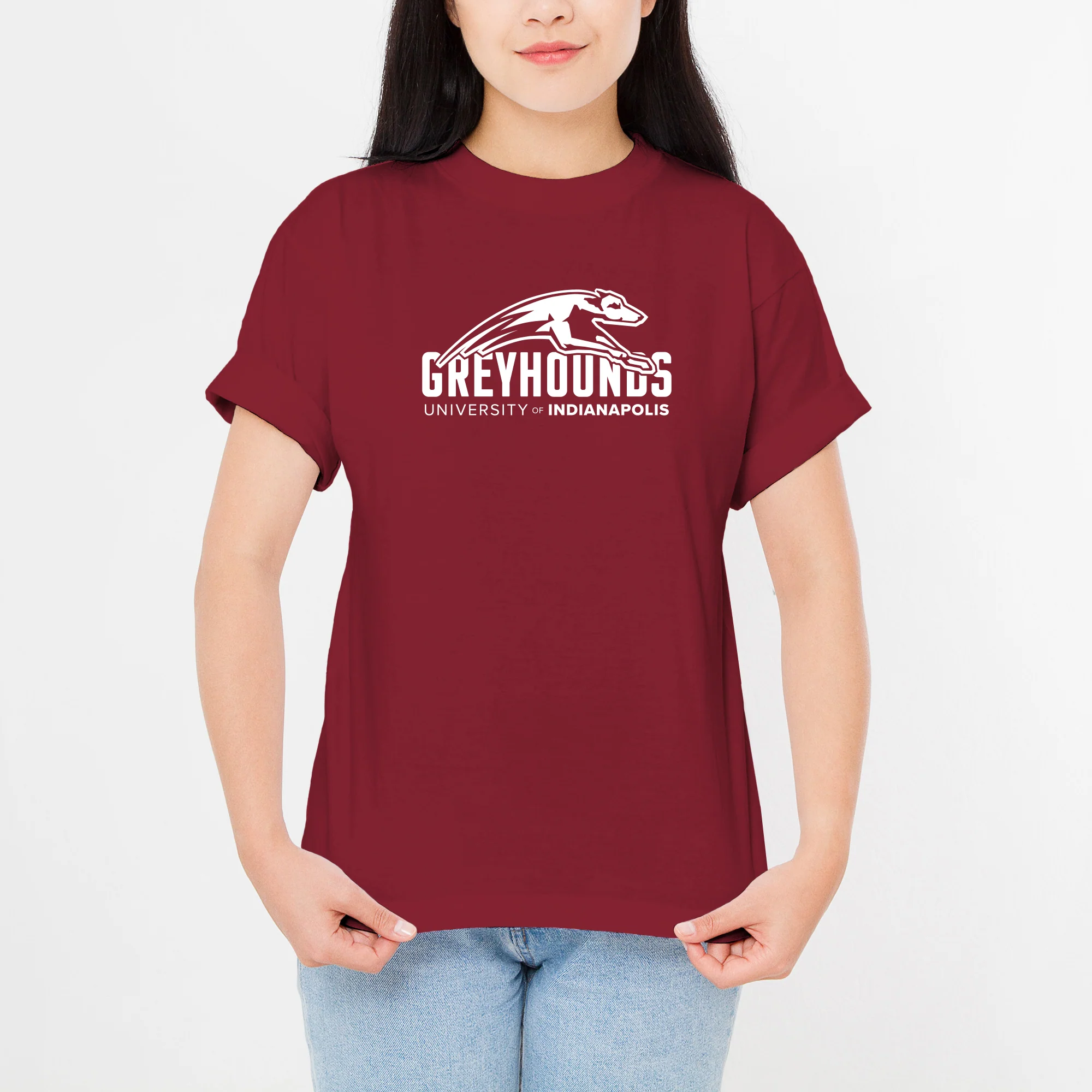 University of Indianapolis Greyhounds Primary Logo Cotton T-Shirt - Cardinal - Image 4