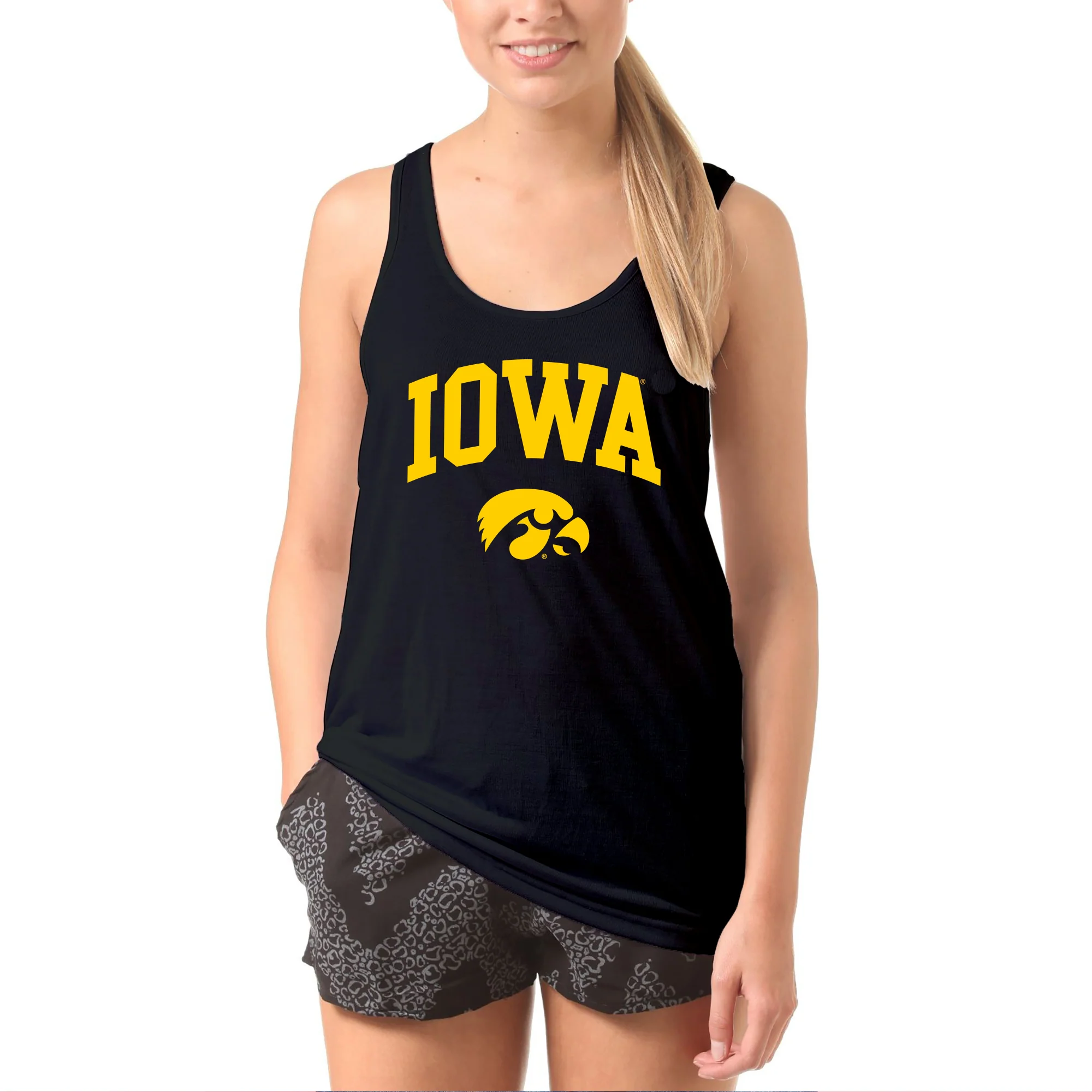 University of Iowa Hawkeyes Arch Logo Heavy Cotton Tank Top - Black - Image 3
