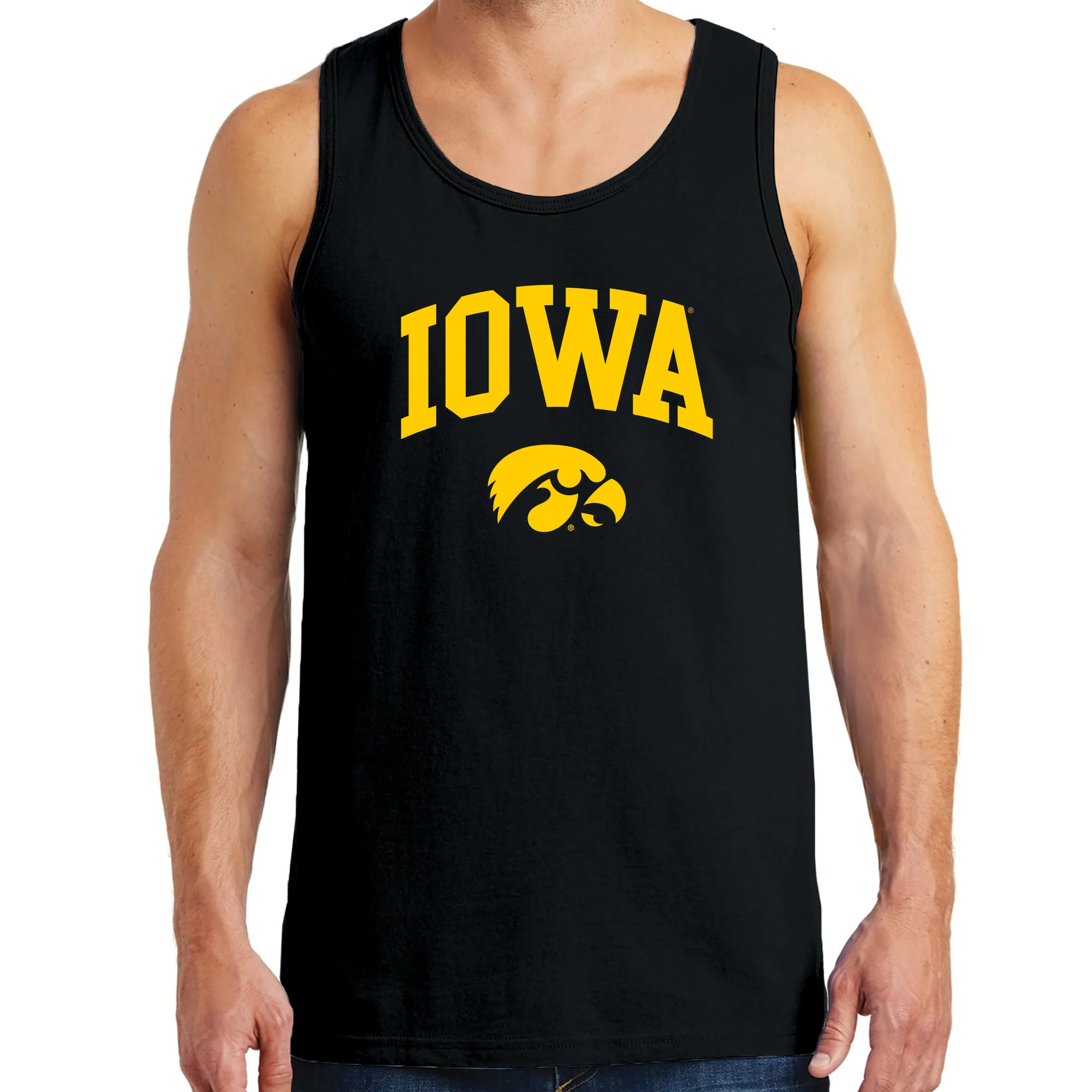 University of Iowa Hawkeyes Arch Logo Heavy Cotton Tank Top - Black - Image 4