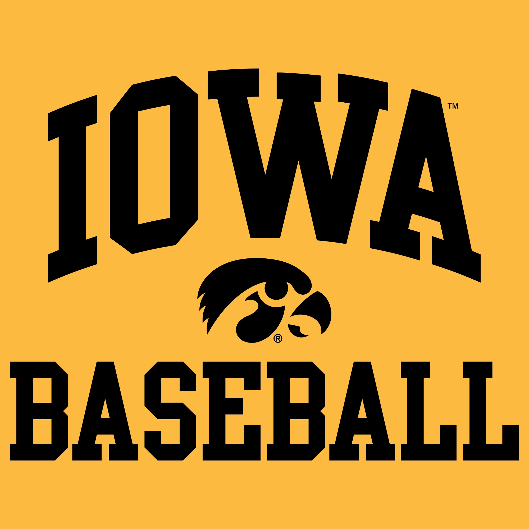 University of Iowa Hawkeyes Arch Logo Baseball Long Sleeve T Shirt- Gold - Image 2