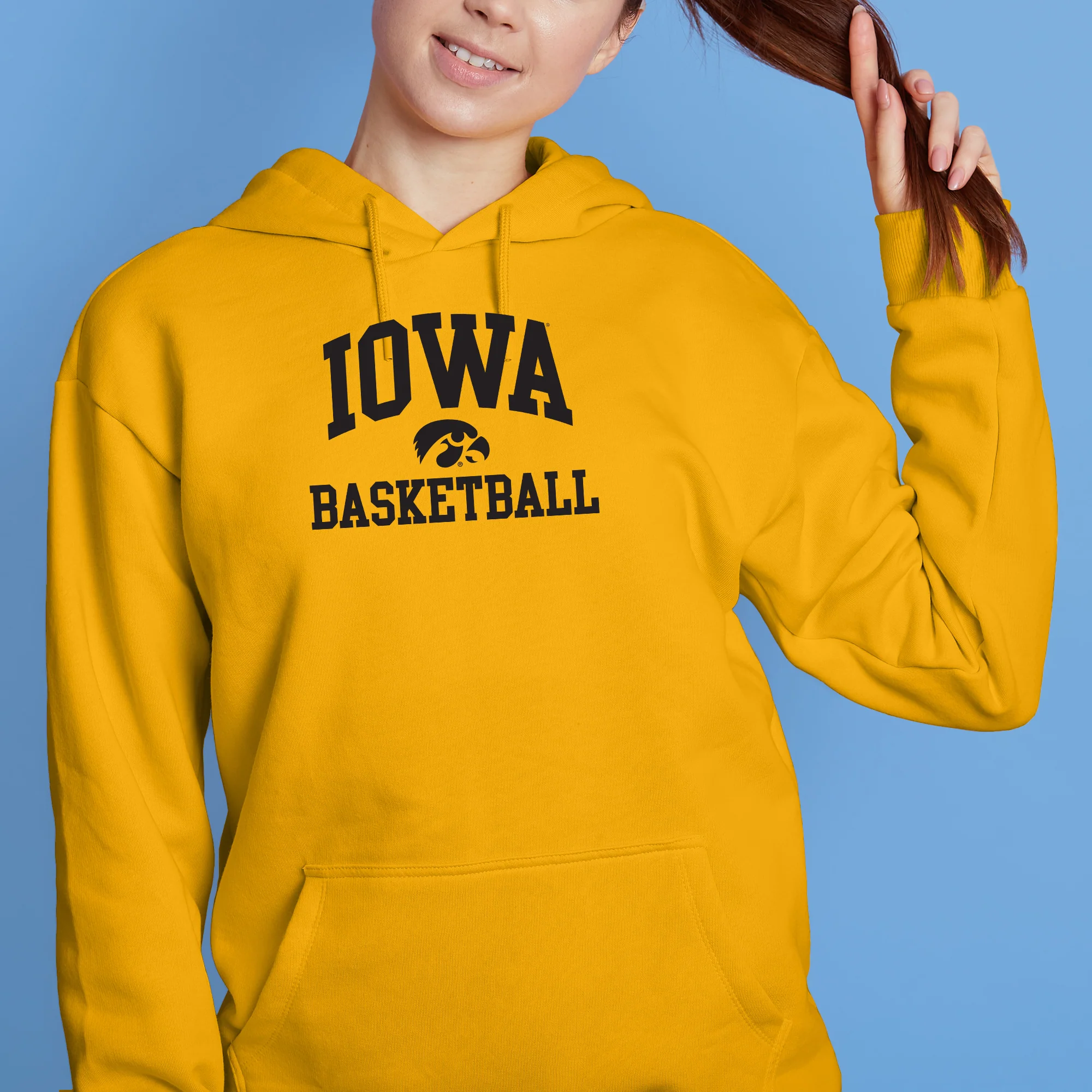 University Of Iowa Hawkeyes Arch Logo Basketball Hoodie - Gold - Image 4