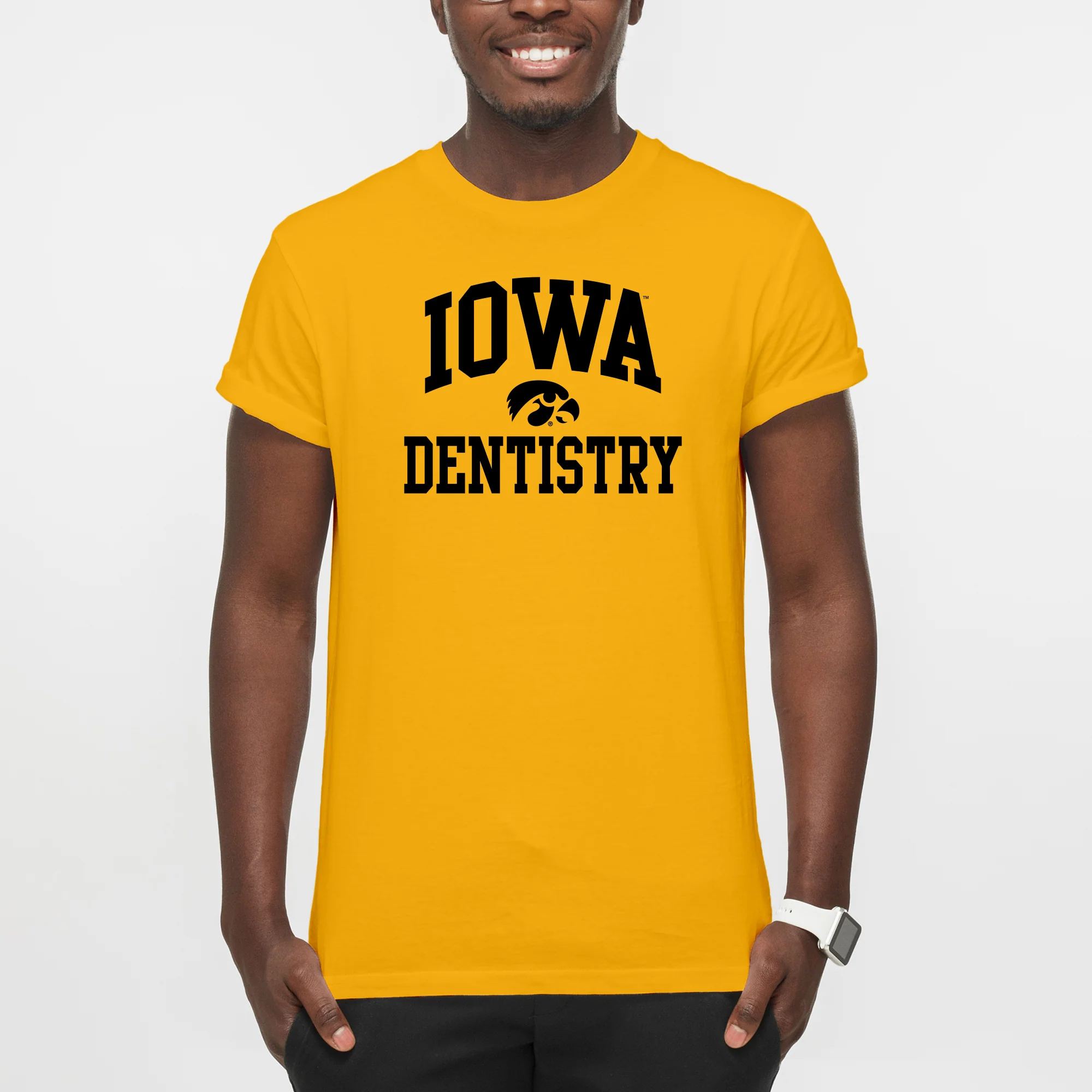 University of Iowa Hawkeyes Arch Logo Dentistry Short Sleeve T Shirt - Gold - Image 3