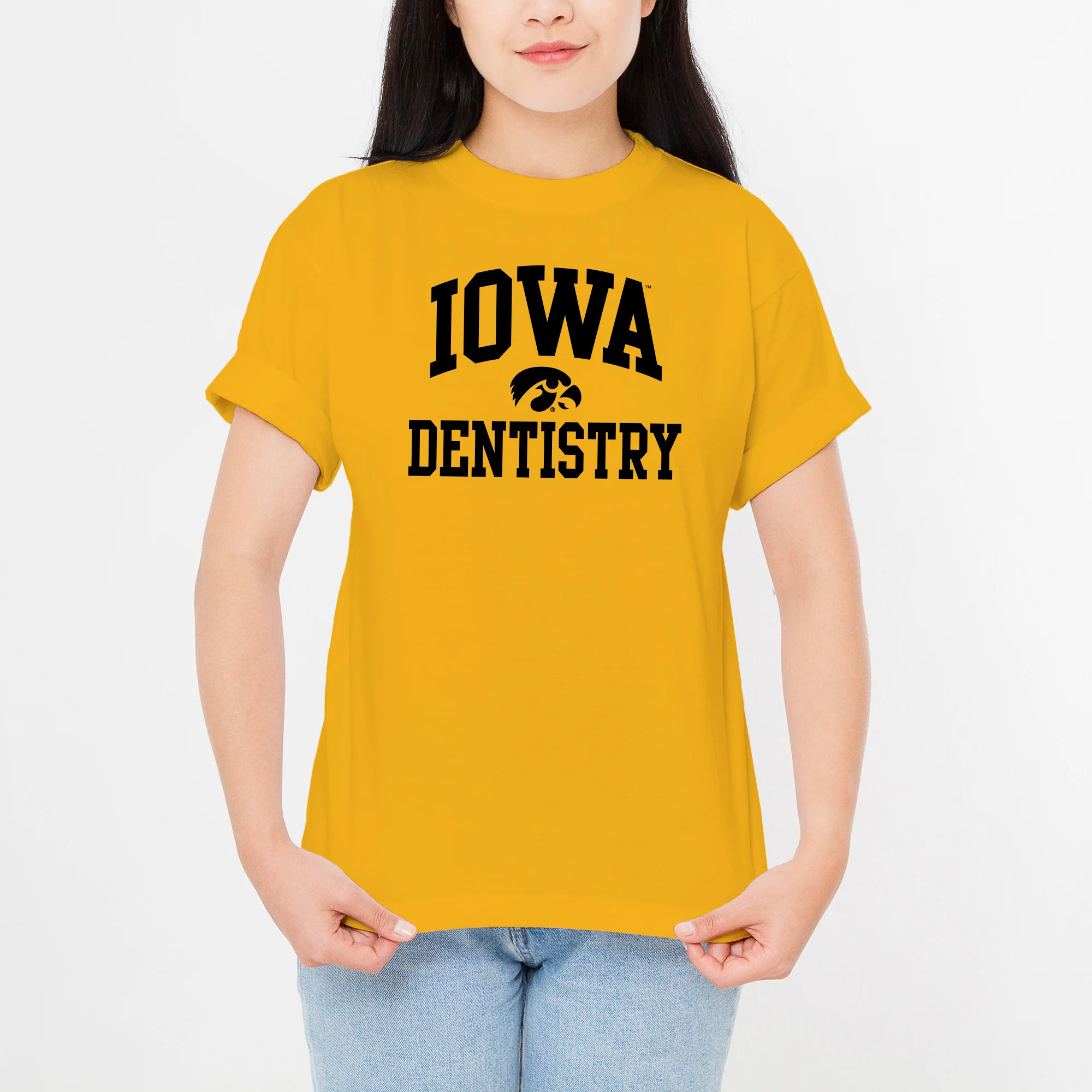 University of Iowa Hawkeyes Arch Logo Dentistry Short Sleeve T Shirt - Gold - Image 4