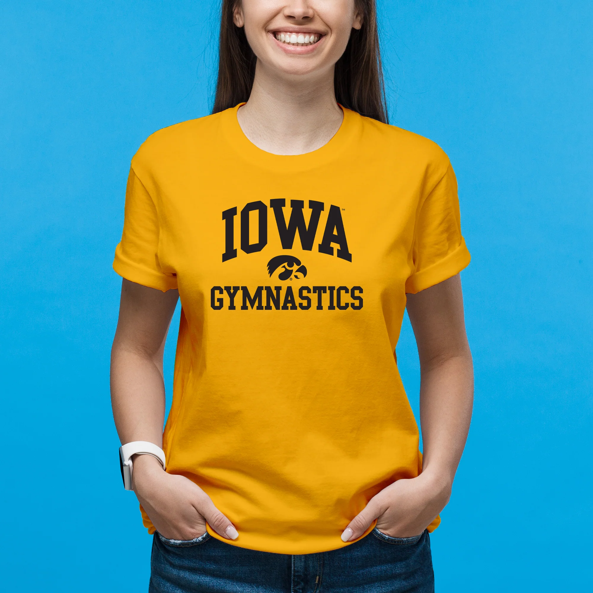 University of Iowa Hawkeyes Arch Logo Gymnastics Short Sleeve T Shirt - Gold - Image 4