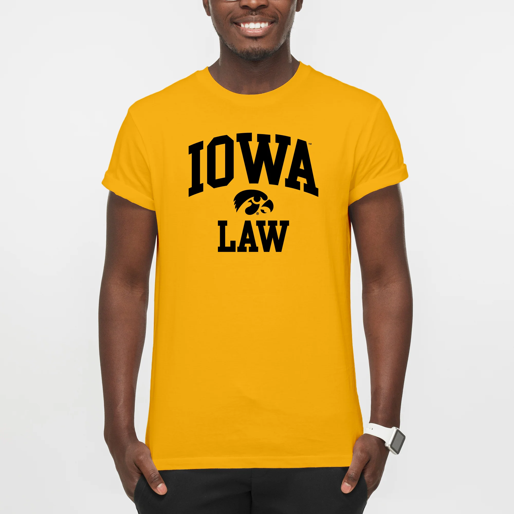 University of Iowa Hawkeyes Arch Logo Law Short Sleeve T Shirt - Gold - Image 3