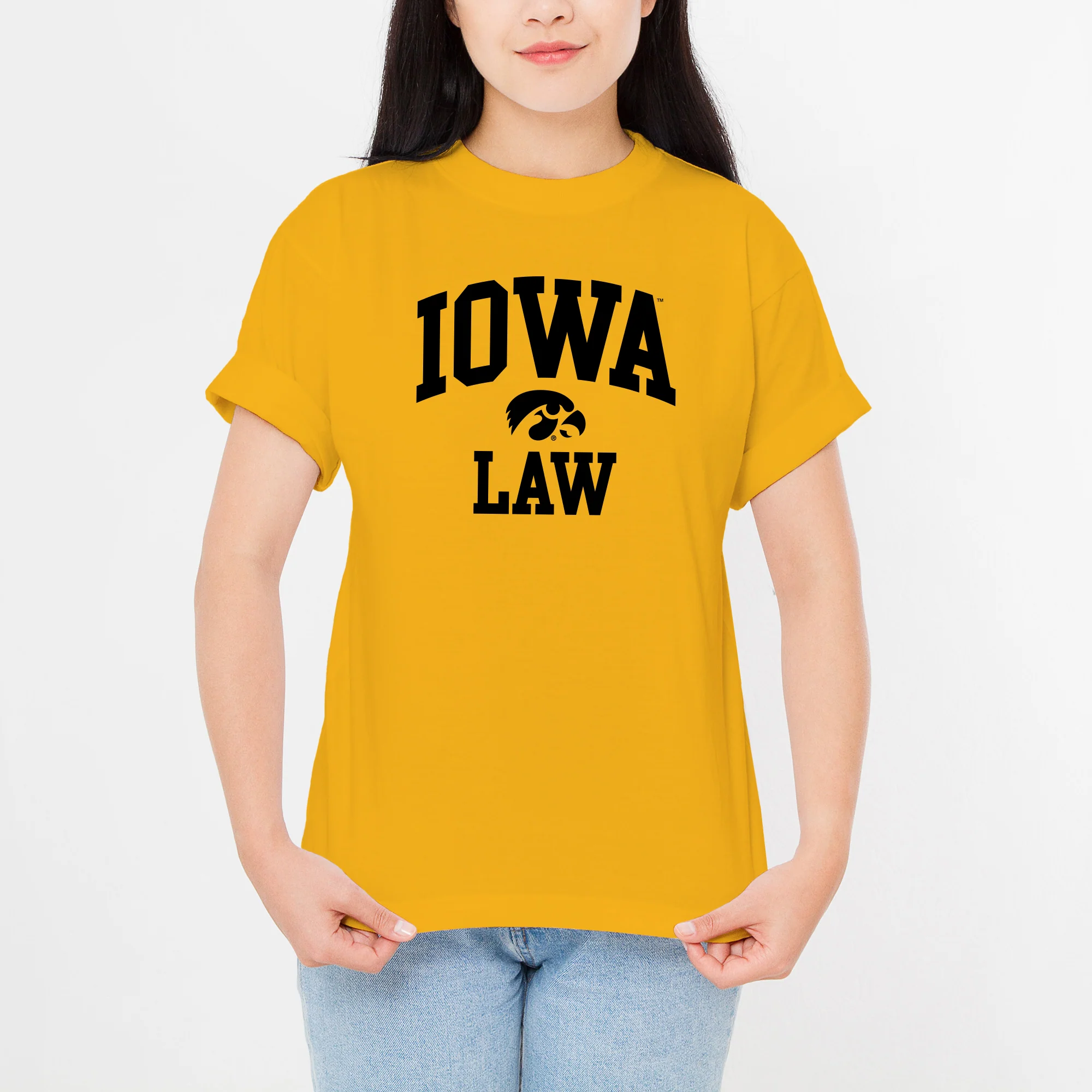 University of Iowa Hawkeyes Arch Logo Law Short Sleeve T Shirt - Gold - Image 4