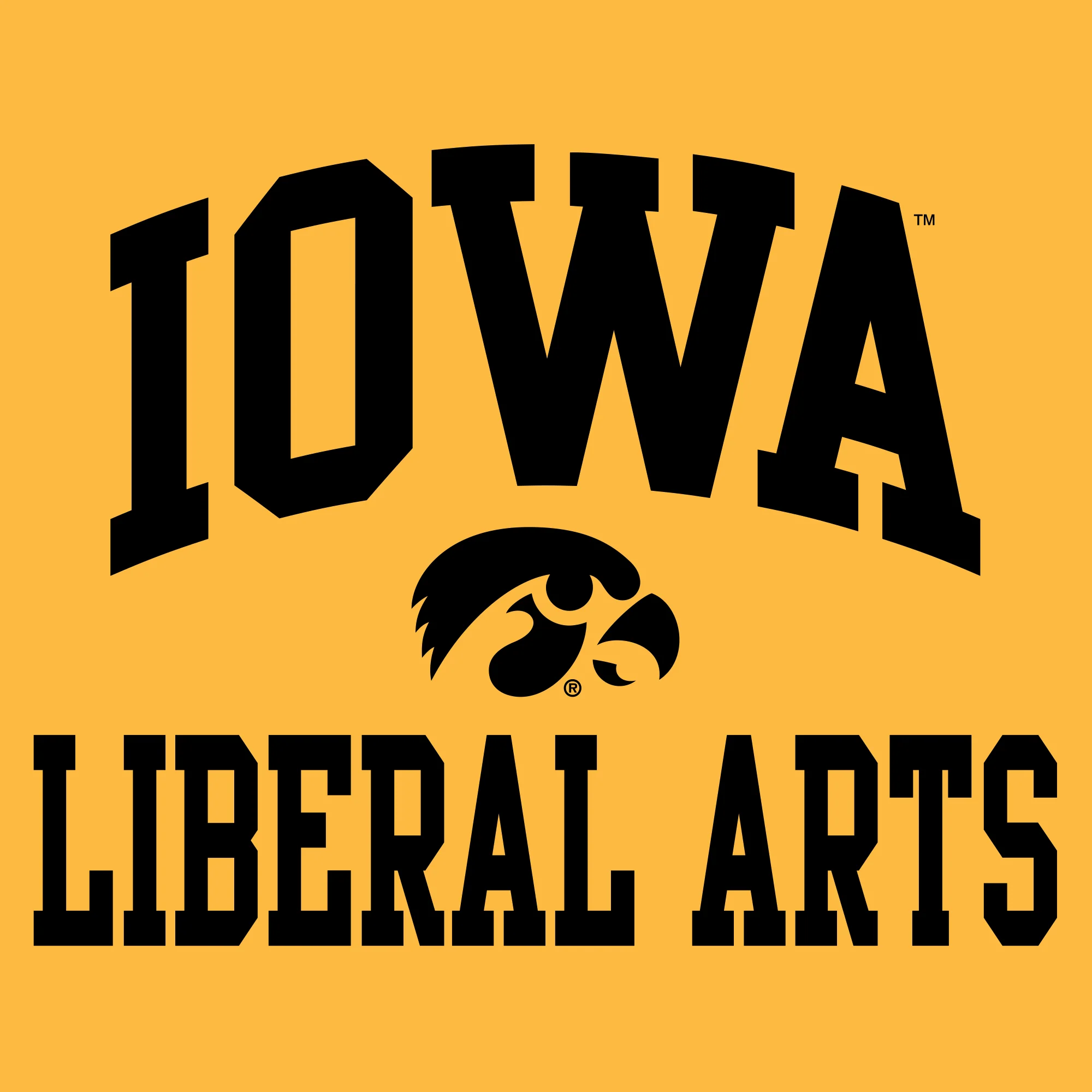 University of Iowa Hawkeyes Arch Logo Liberal Arts Short Sleeve T Shirt - Gold - Image 2