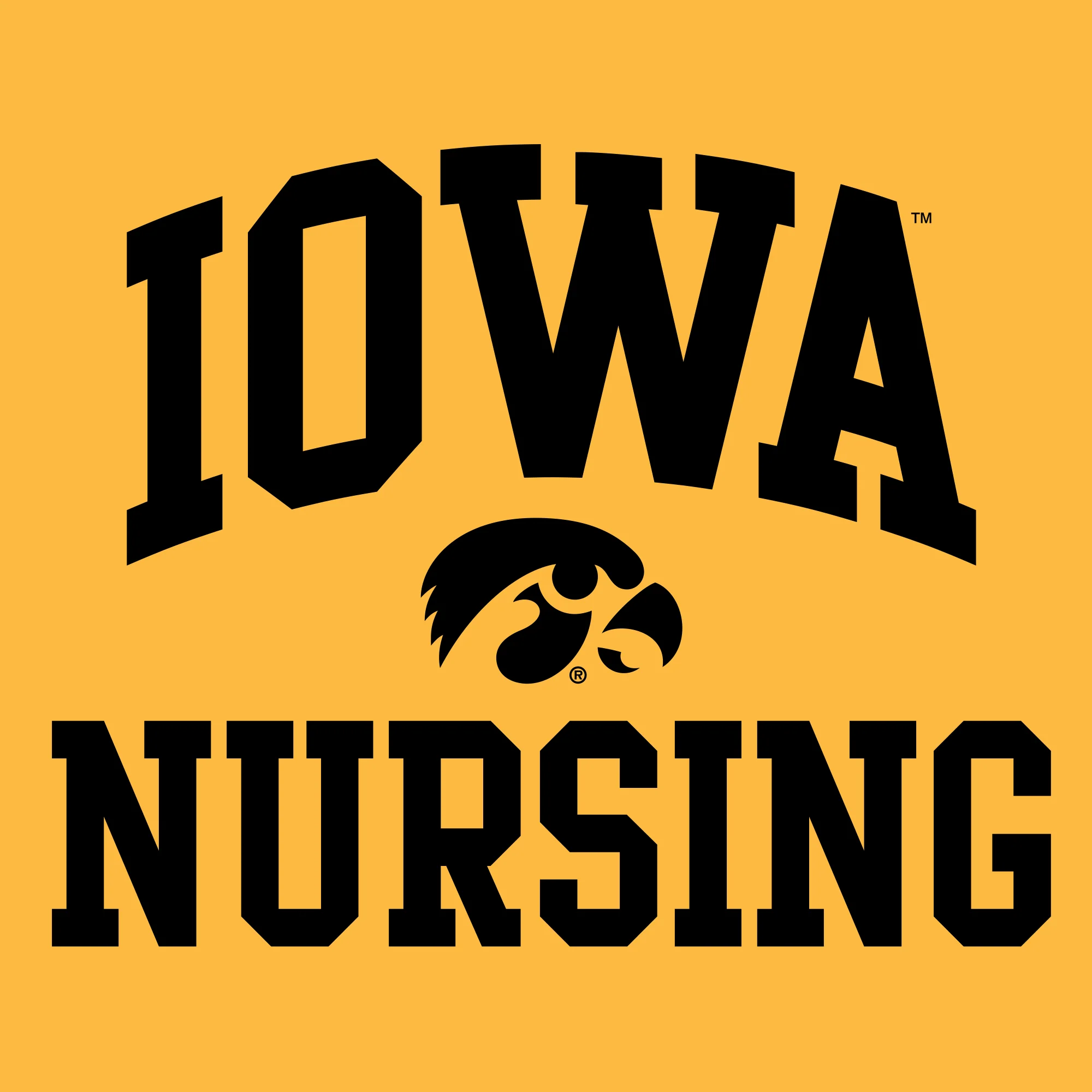 University of Iowa Hawkeyes Arch Logo Nursing Short Sleeve T Shirt - Gold - Image 2