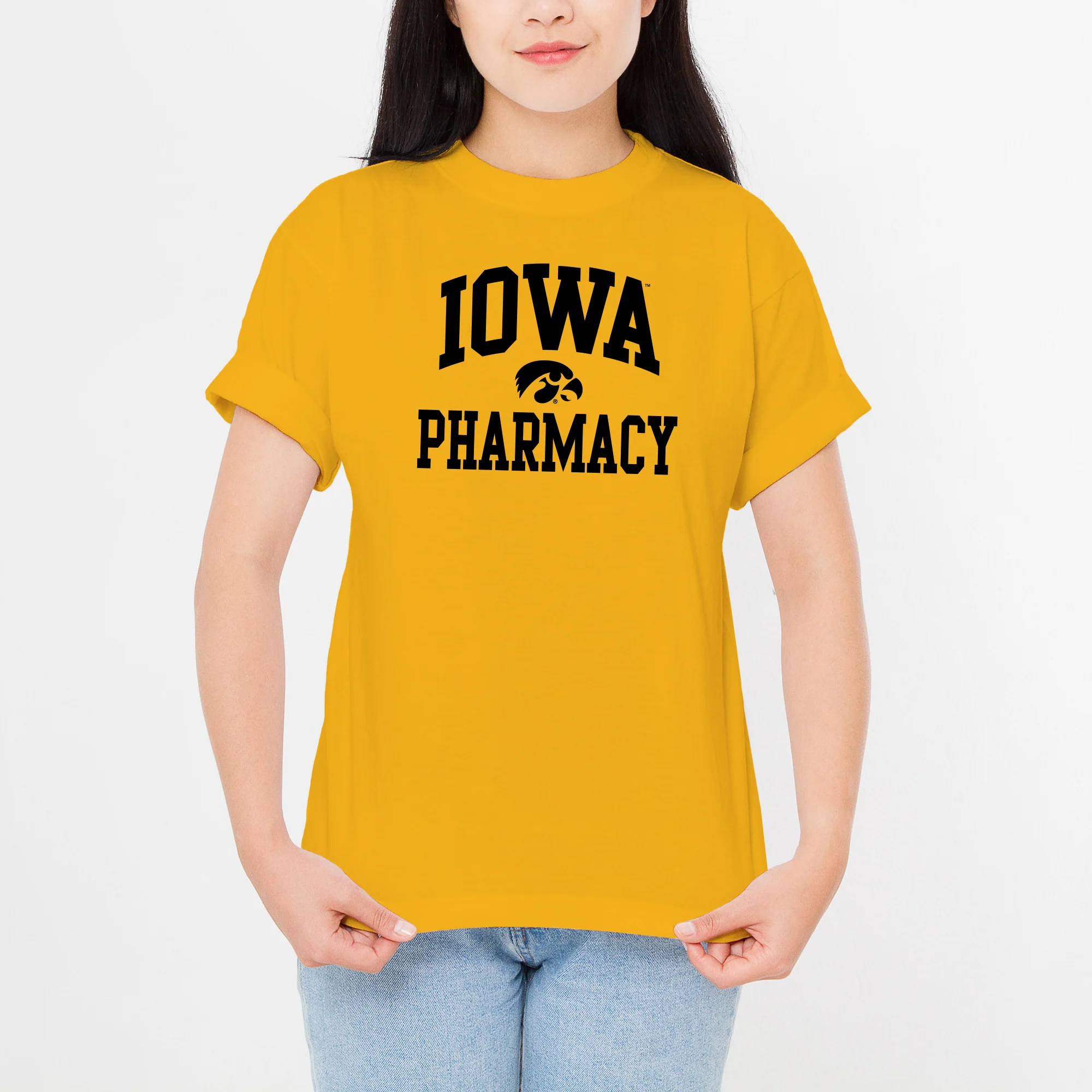 University of Iowa Hawkeyes Arch Logo Pharmacy Short Sleeve T Shirt - Gold - Image 4