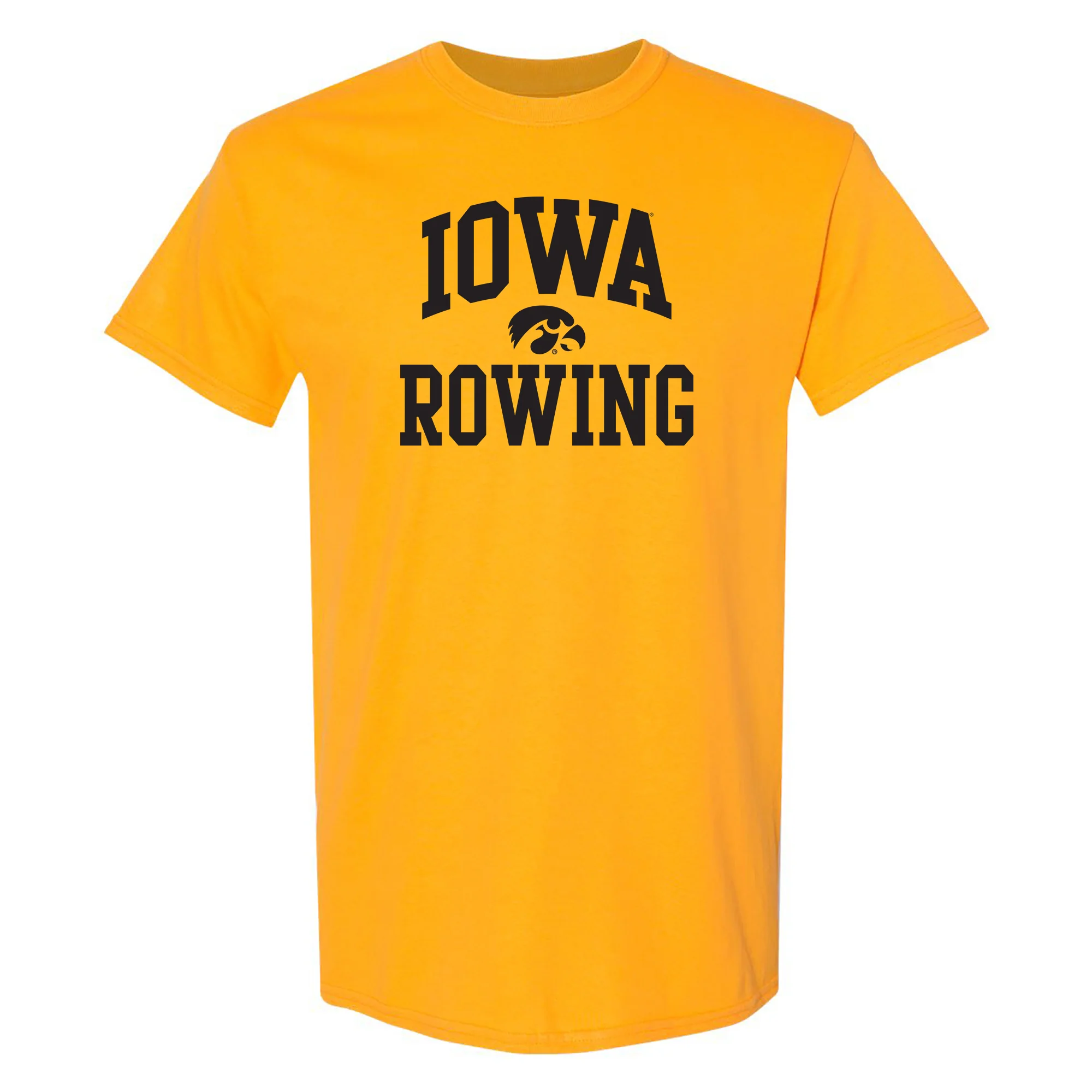 University of Iowa Hawkeyes Arch Logo Rowing Short Sleeve T Shirt - Gold