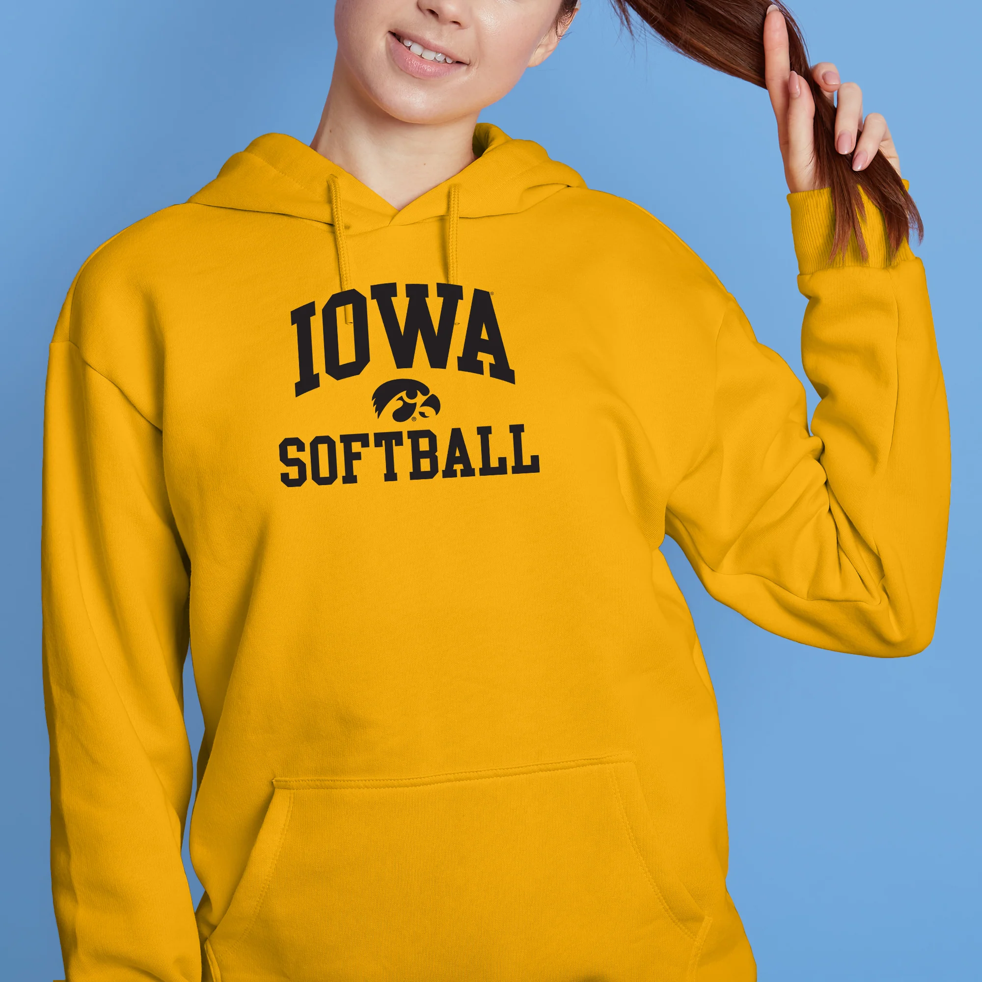 University of Iowa Hawkeyes Arch Logo Softball Hoodie - Gold - Image 4