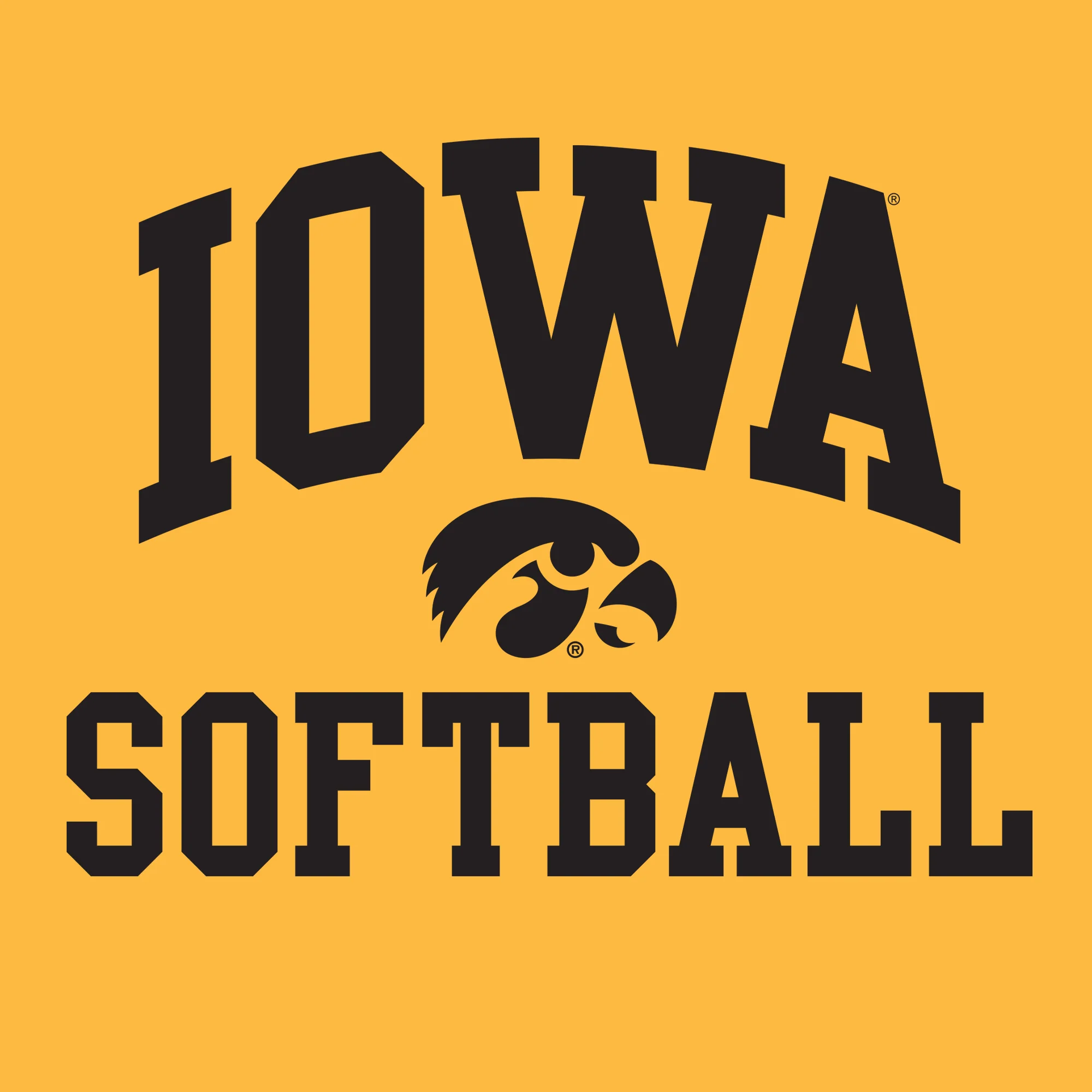 University of Iowa Hawkeyes Arch Logo Softball Long Sleeve T Shirt- Gold - Image 2