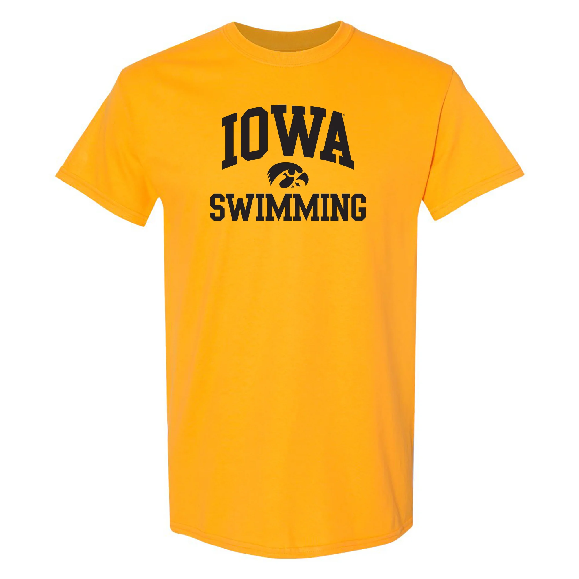 University of Iowa Hawkeyes Arch Logo Swimming Short Sleeve T Shirt - Gold