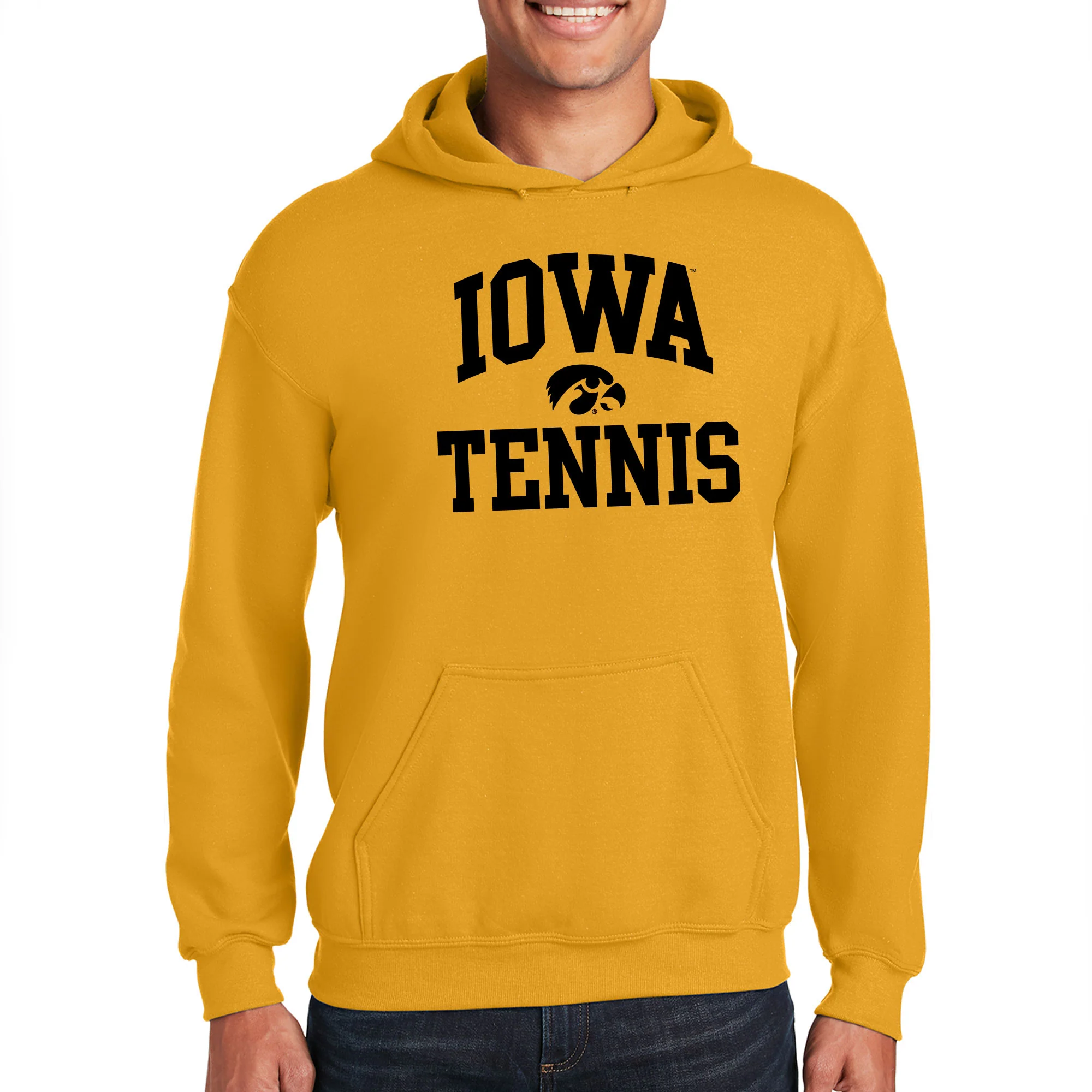 University of Iowa Hawkeyes Arch Logo Tennis Hoodie- Gold - Image 3