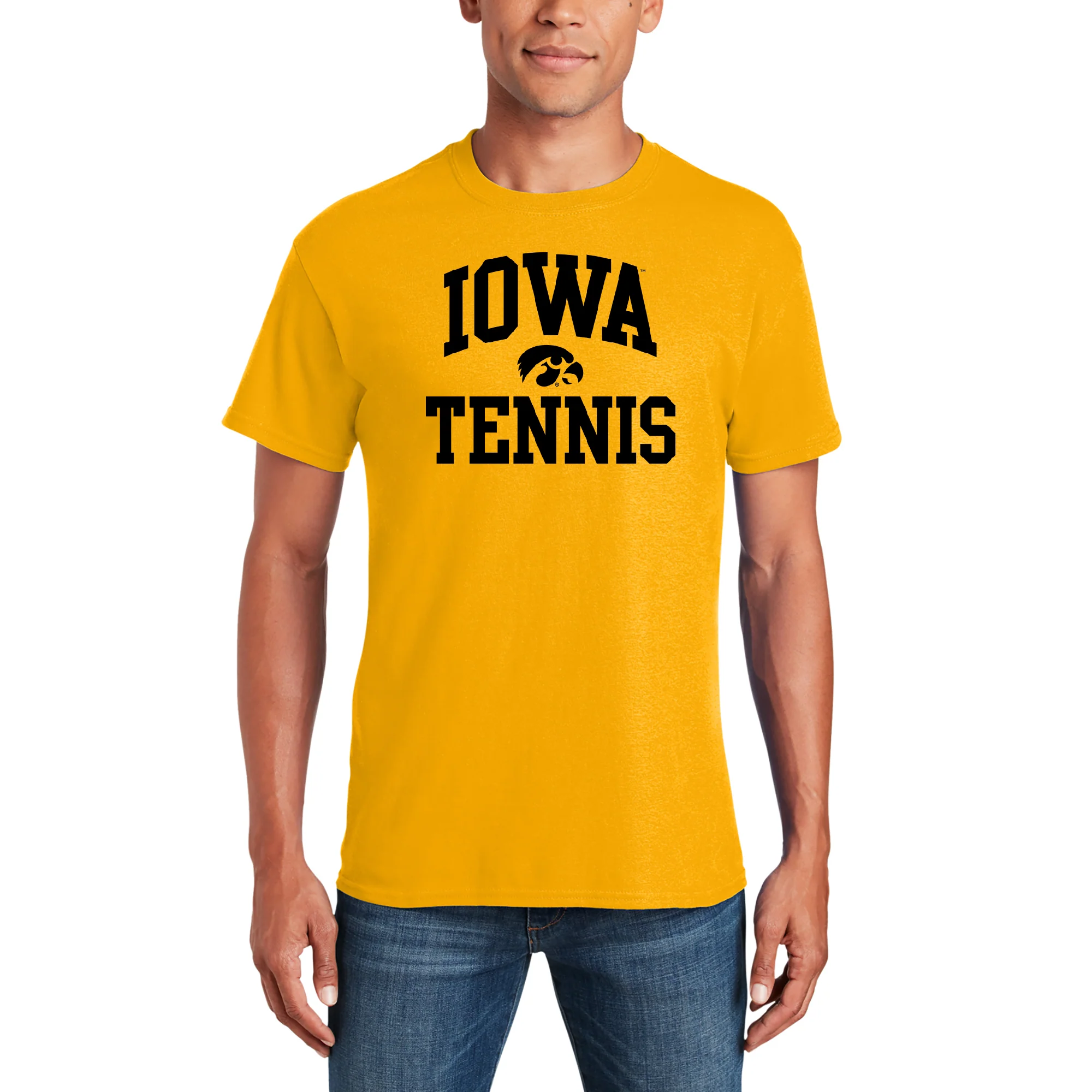 University of Iowa Hawkeyes Arch Logo Tennis Short Sleeve T Shirt - Gold - Image 3