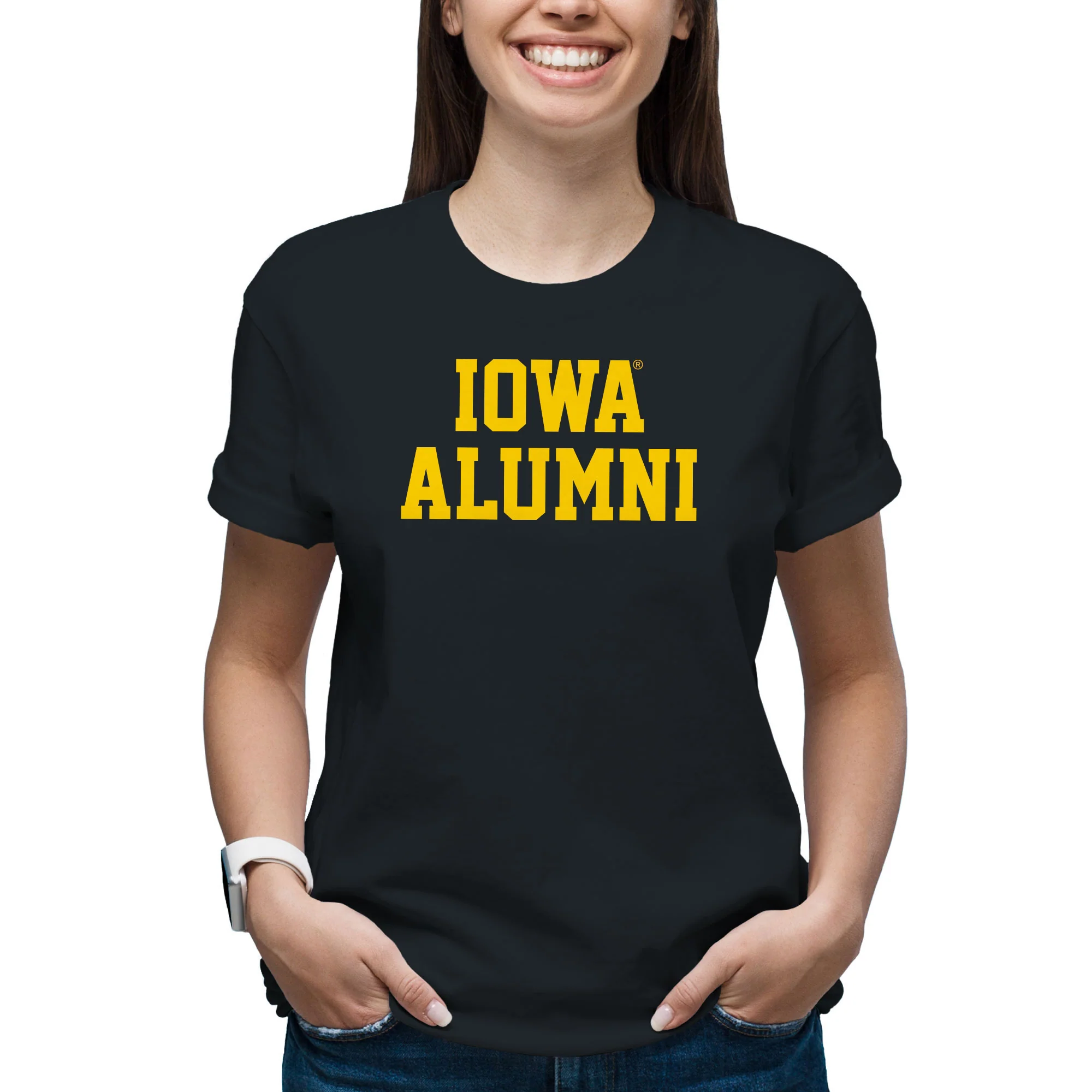 University of Iowa Hawkeyes Basic Block Alumni Short Sleeve T Shirt - Black - Image 4