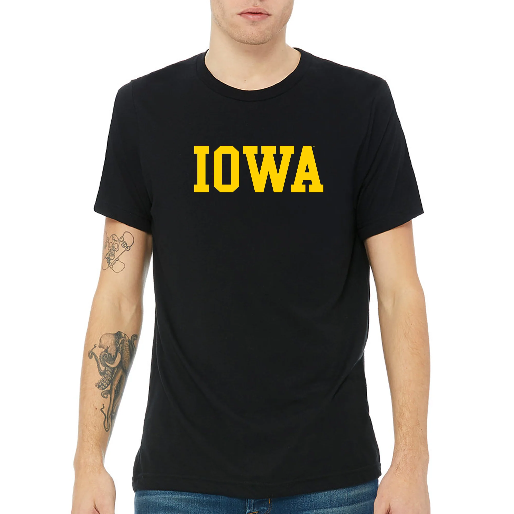 Iowa Basic Block Canvas Triblend T-Shirt - Solid Black Triblend - Image 4