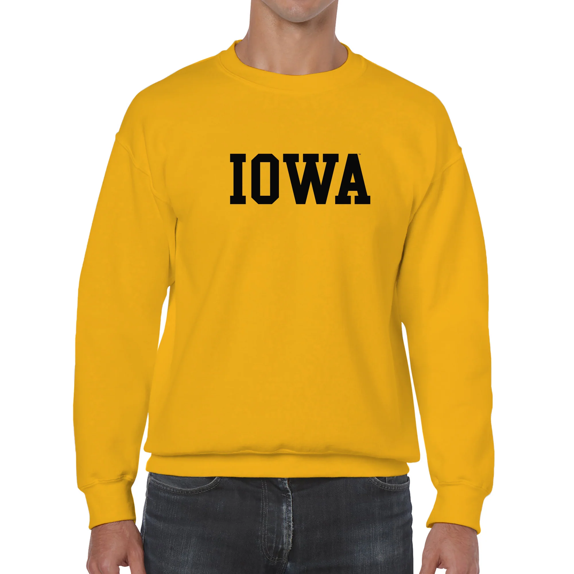 University of Iowa Hawkeyes Basic Block Crewneck Sweatshirt - Gold - Image 3