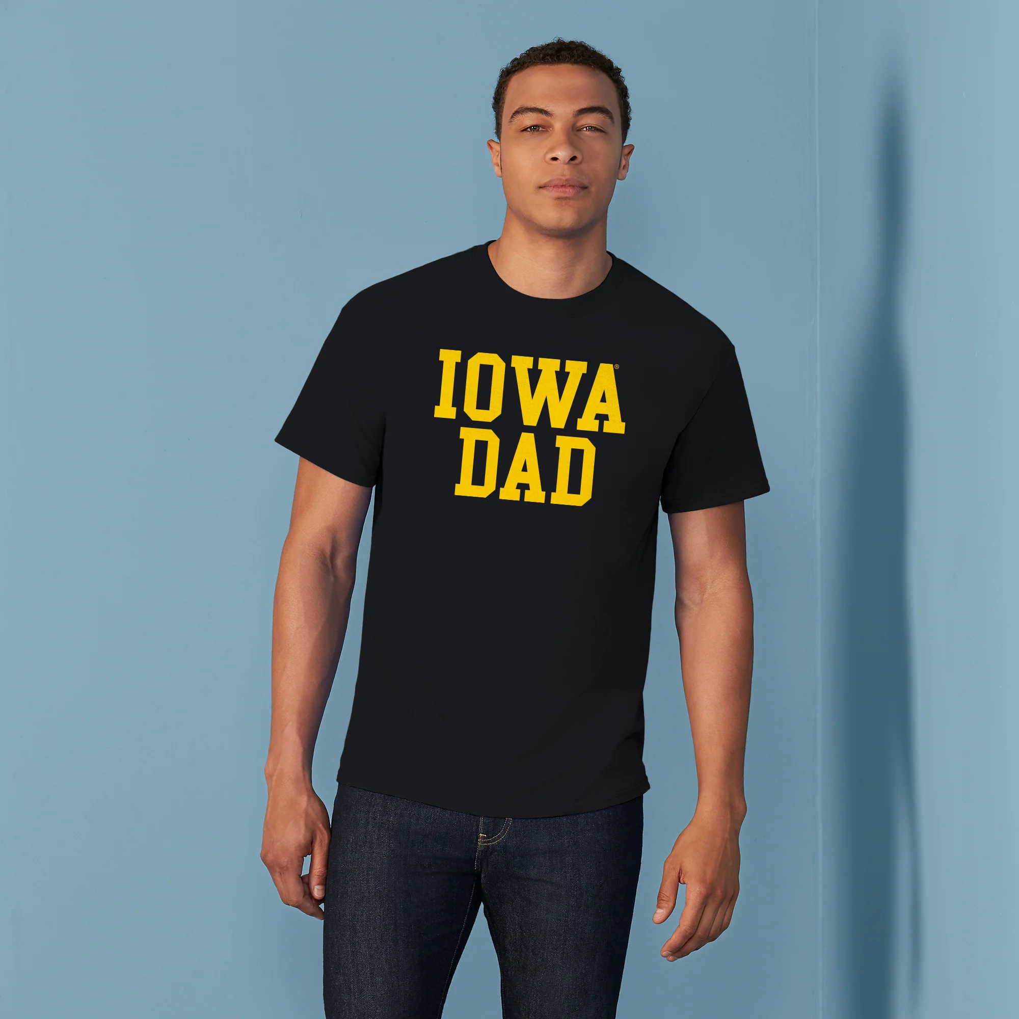 Iowa Hawkeyes Basic Block Dad Short Sleeve T Shirt - Black - Image 3
