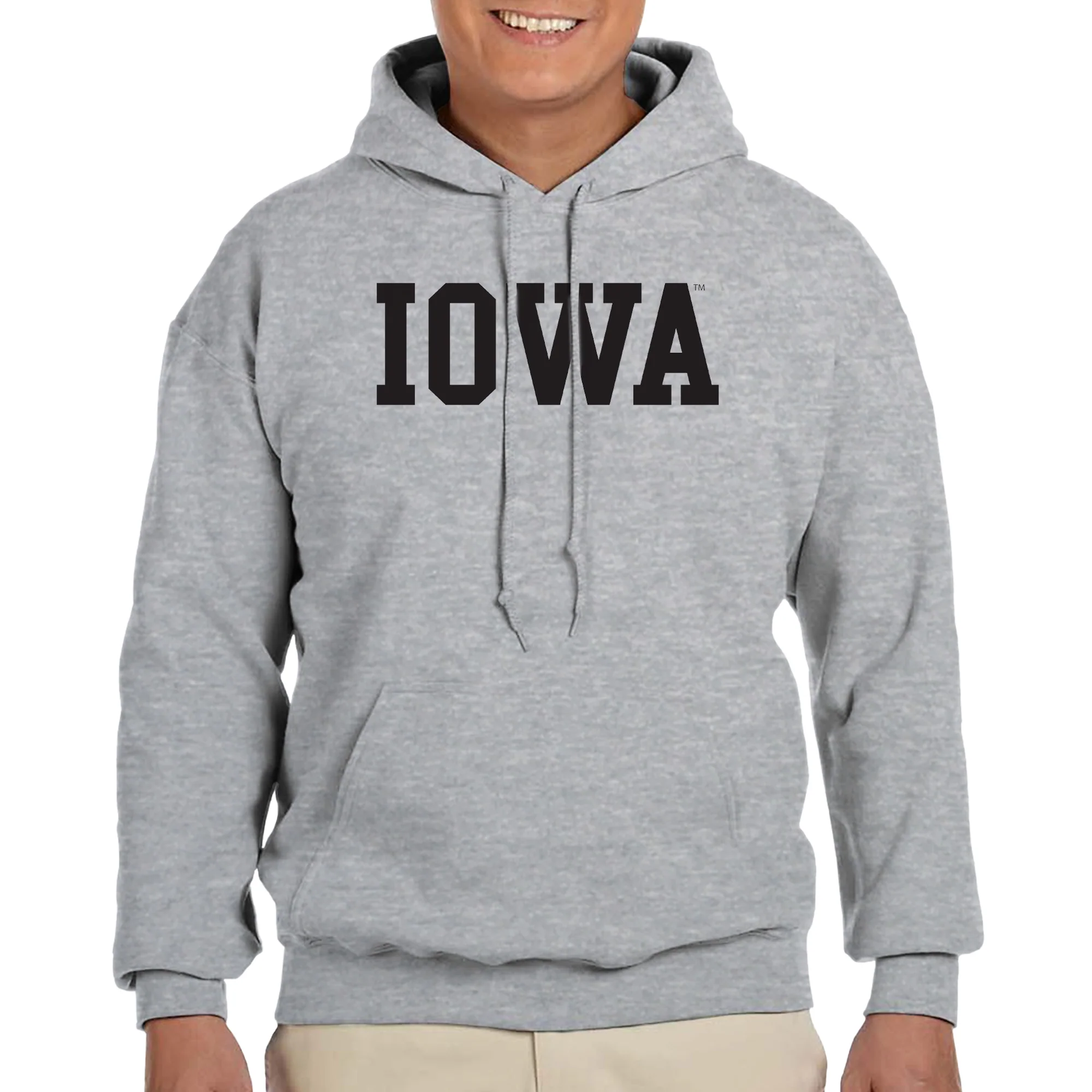 University of Iowa Hawkeyes Basic Block Heavy Blend Hoodie - Sport Grey - Image 4