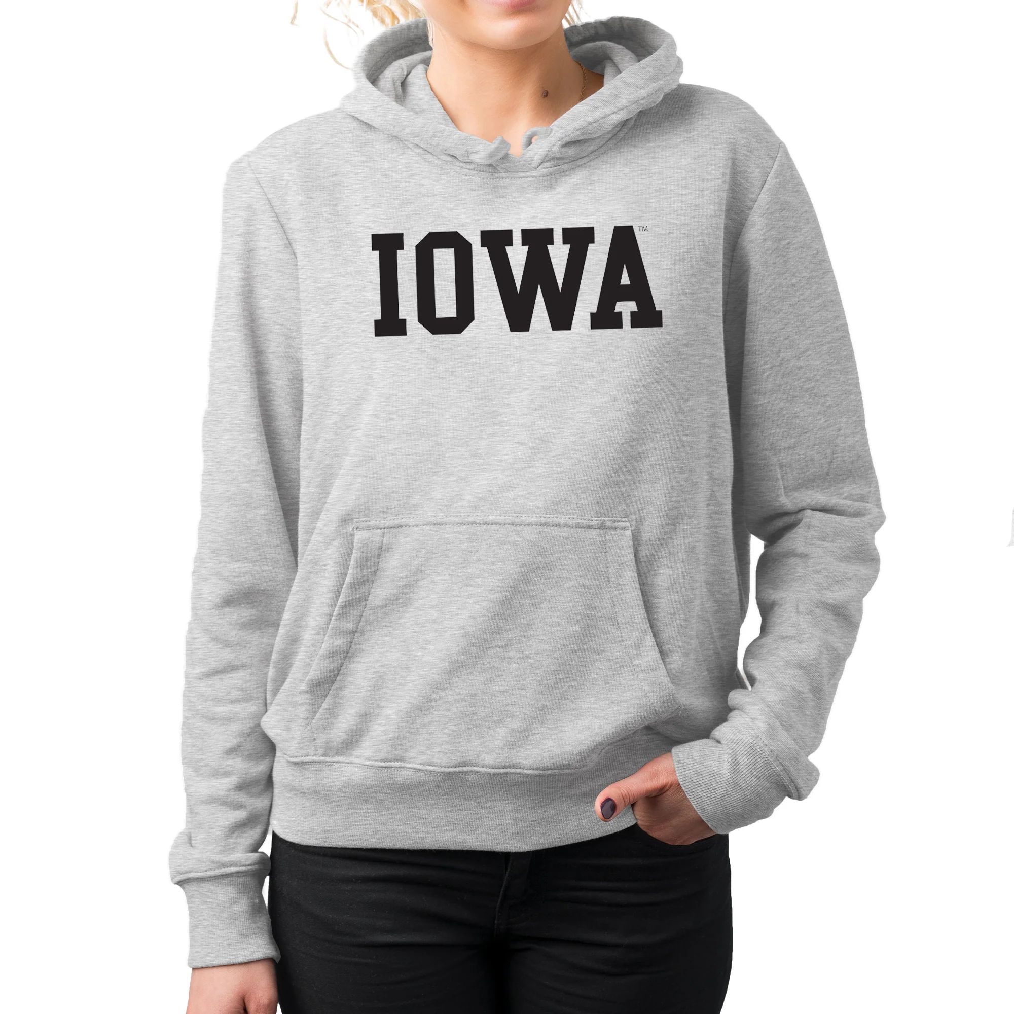 University of Iowa Hawkeyes Basic Block Heavy Blend Hoodie - Sport Grey - Image 5